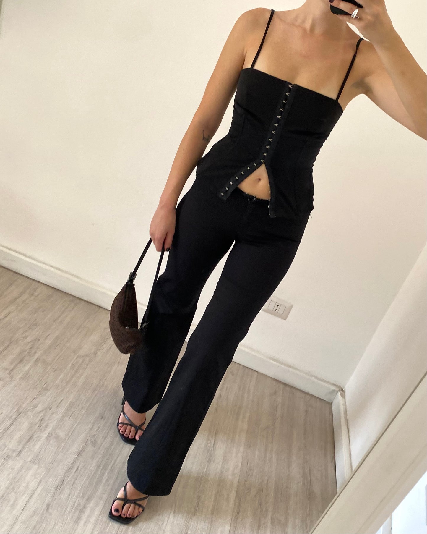 Low rise flare trousers