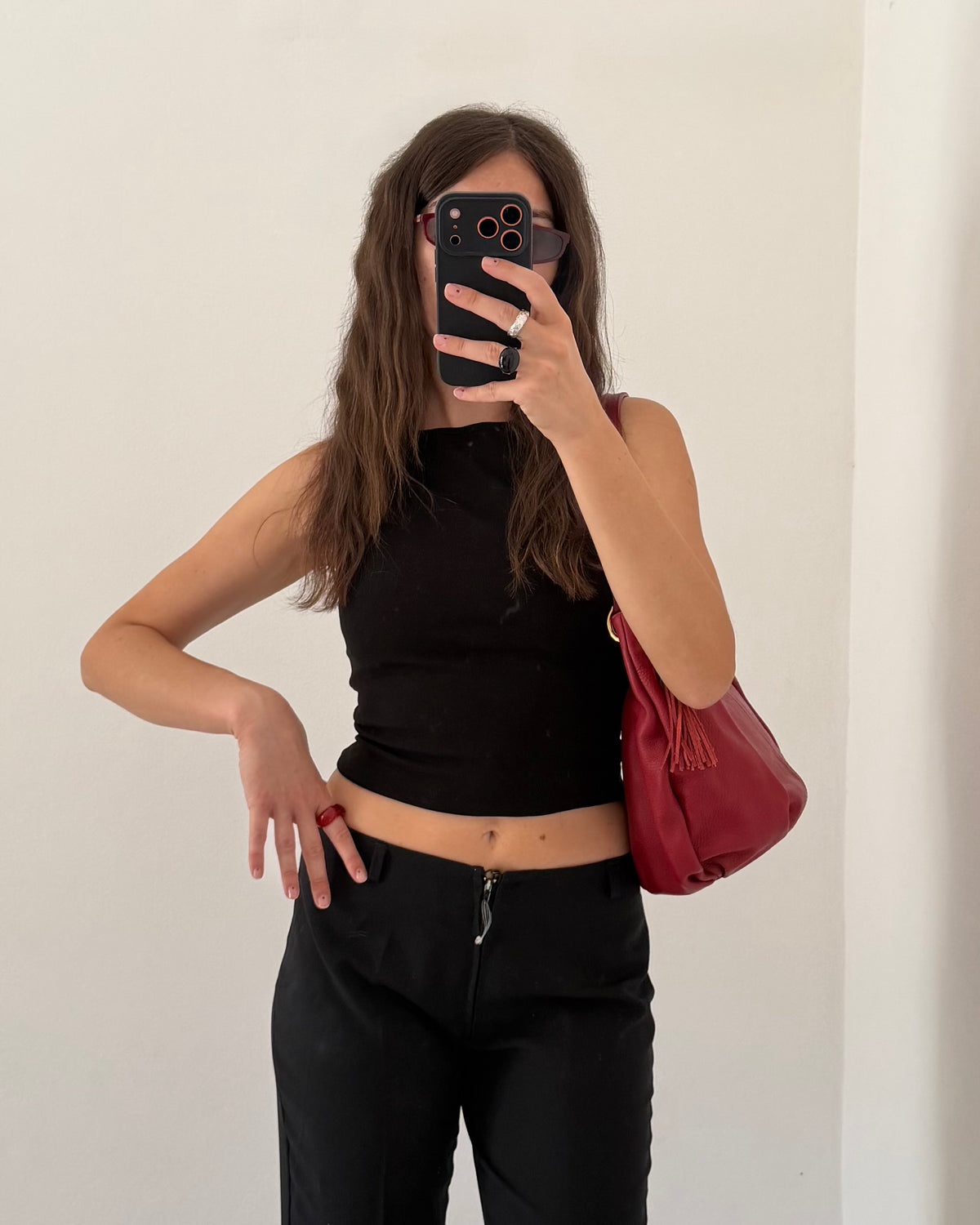 Minimal black kickflare trousers