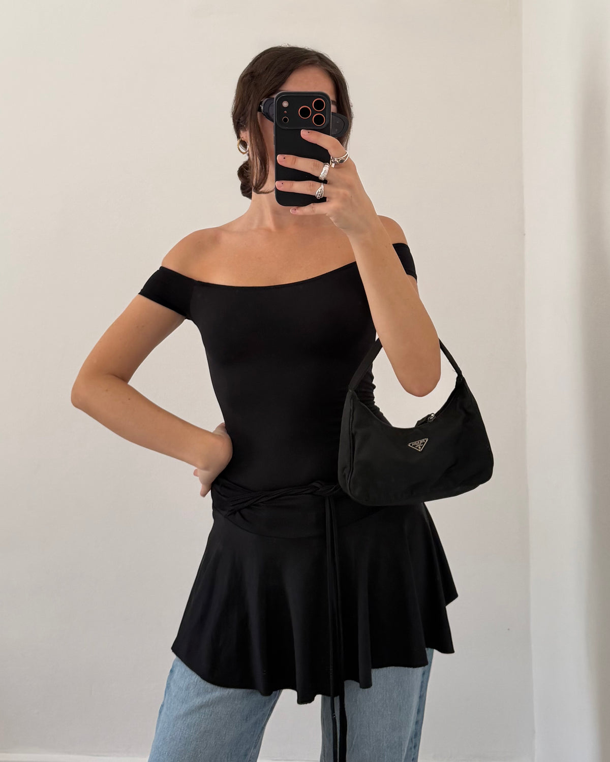 Mini dress with metal belt