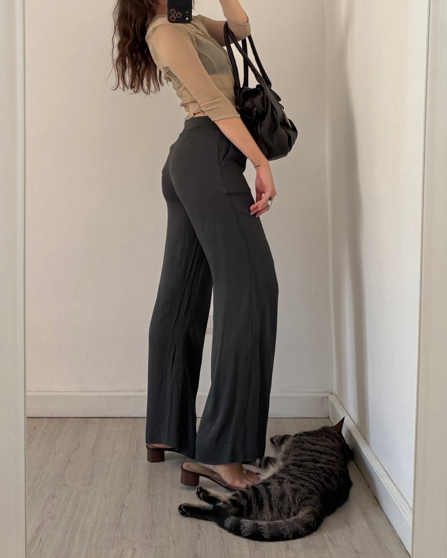 Viscose wide leg trousers