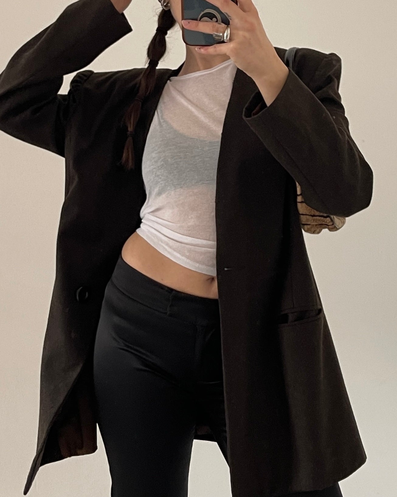 Satin bootcut trousers