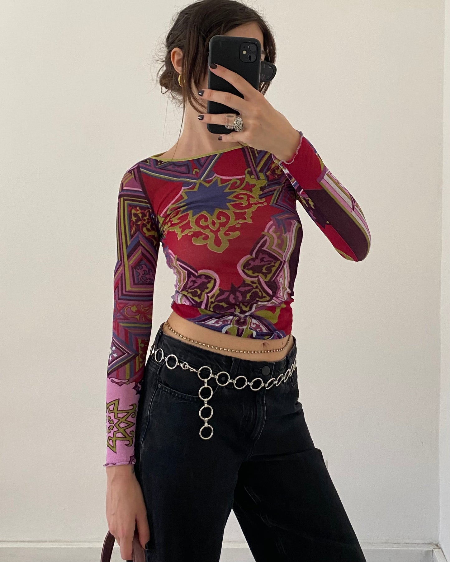 00s graphic print long sleeves top