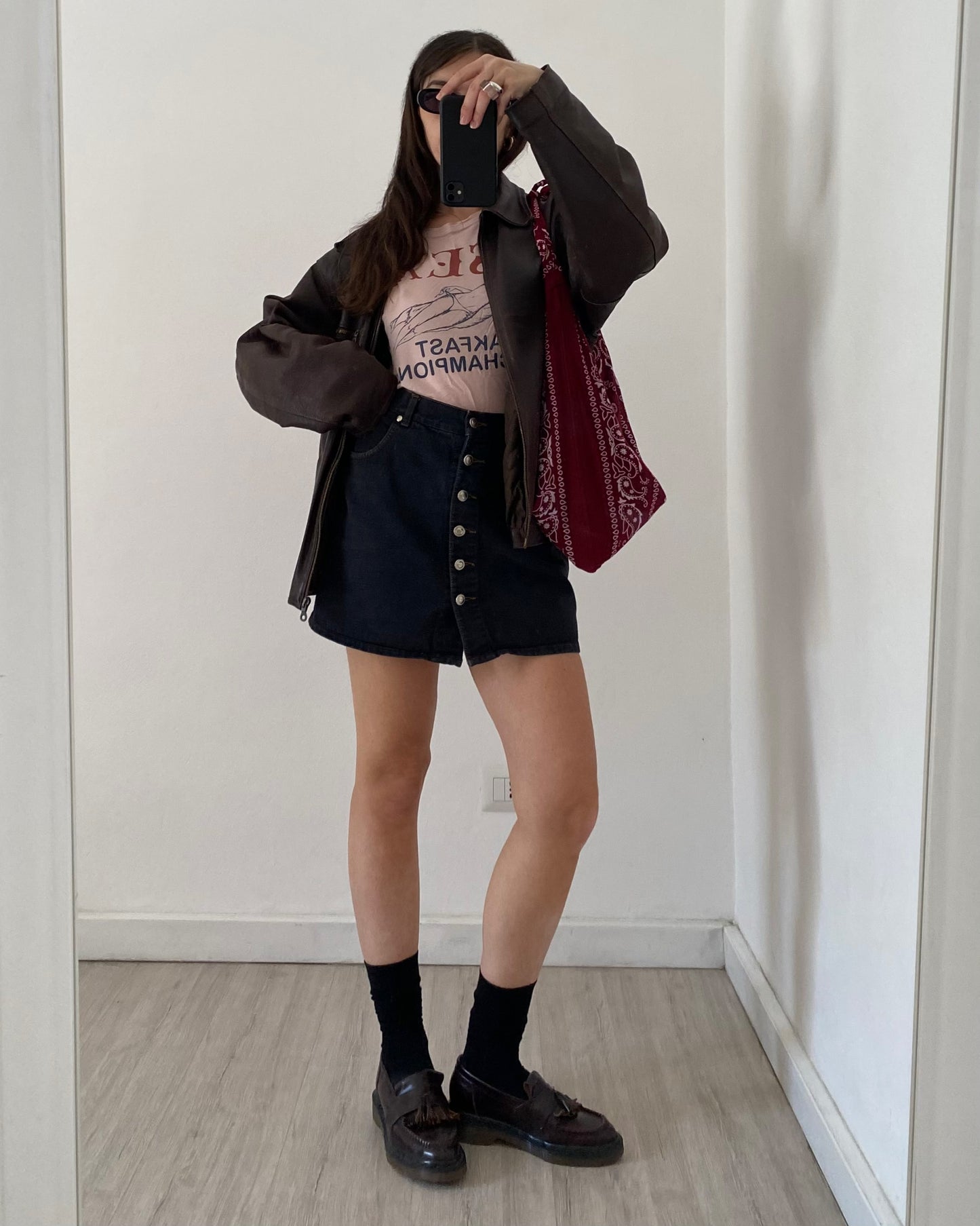 00s buttoned denim skirt