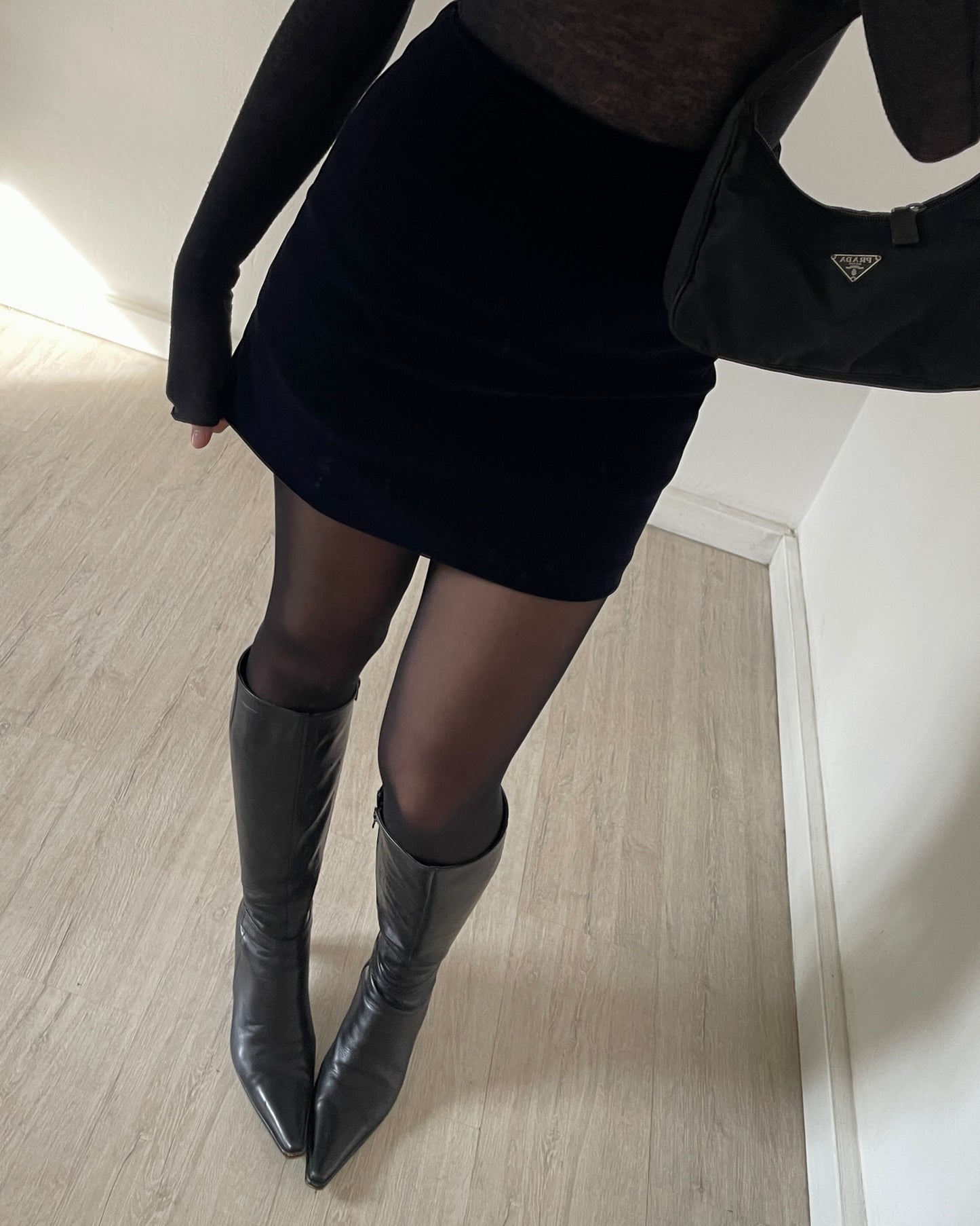 Midnight blue velvet skirt