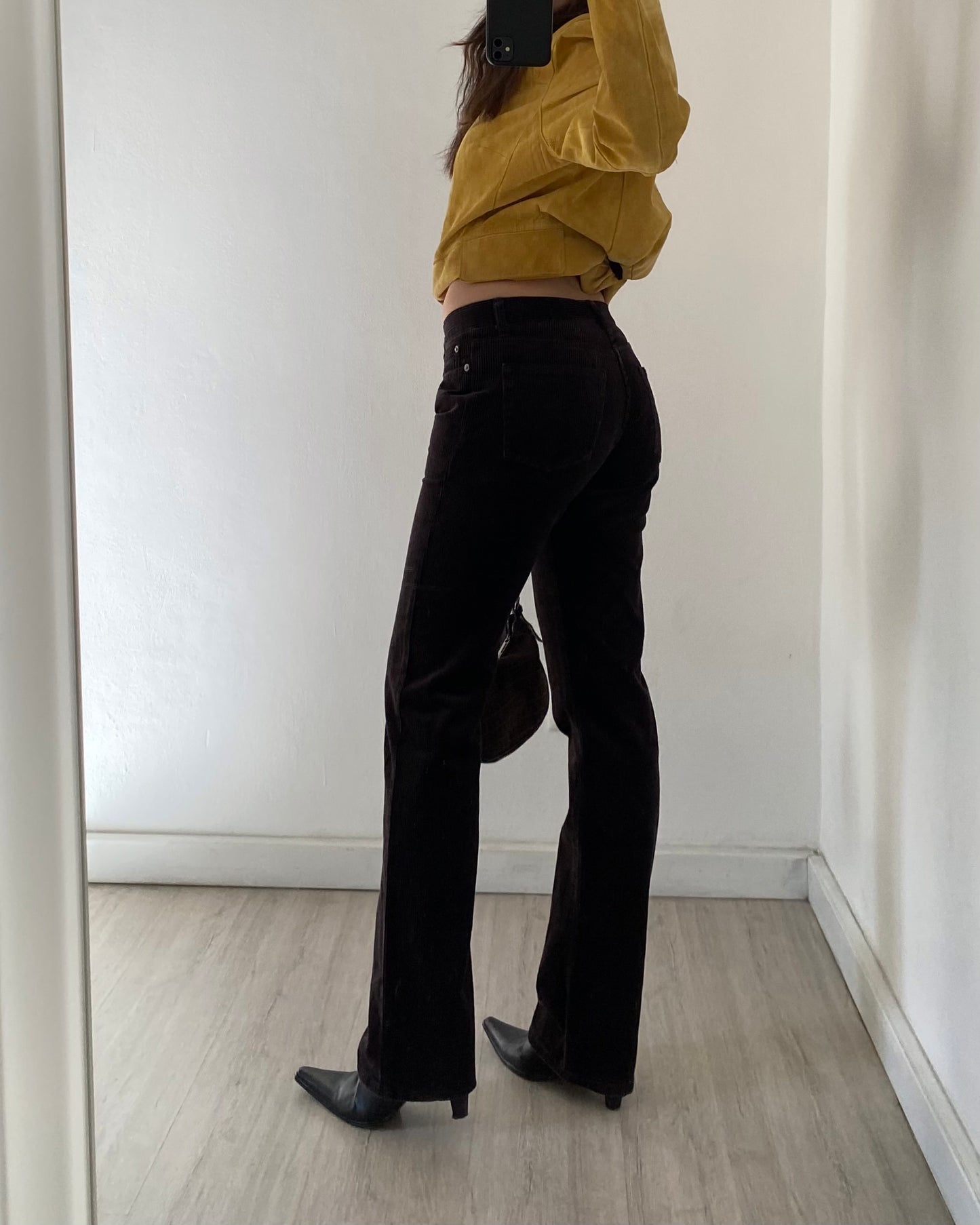 Brown cord flare trousers