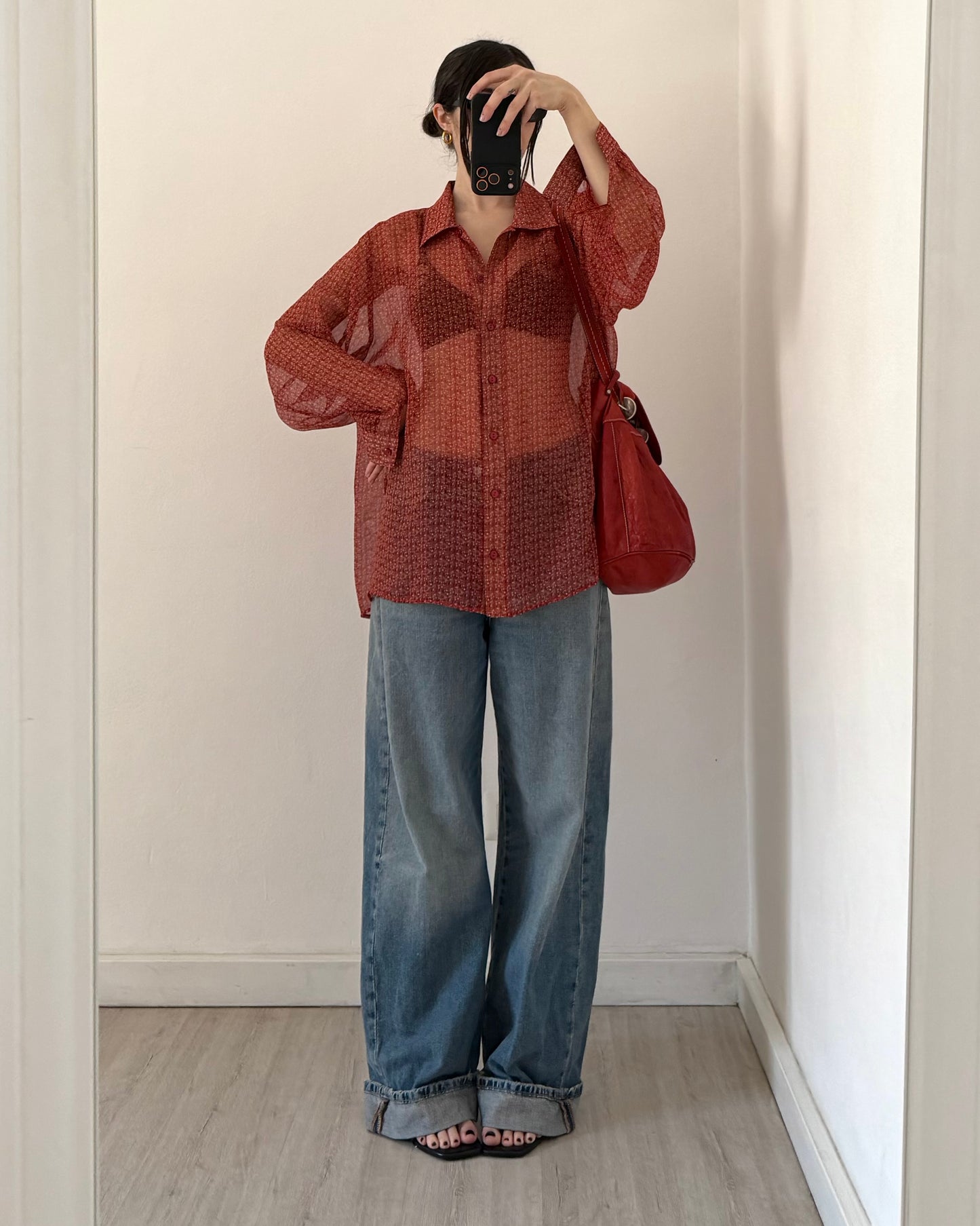 Sheer ditsy floral shirt