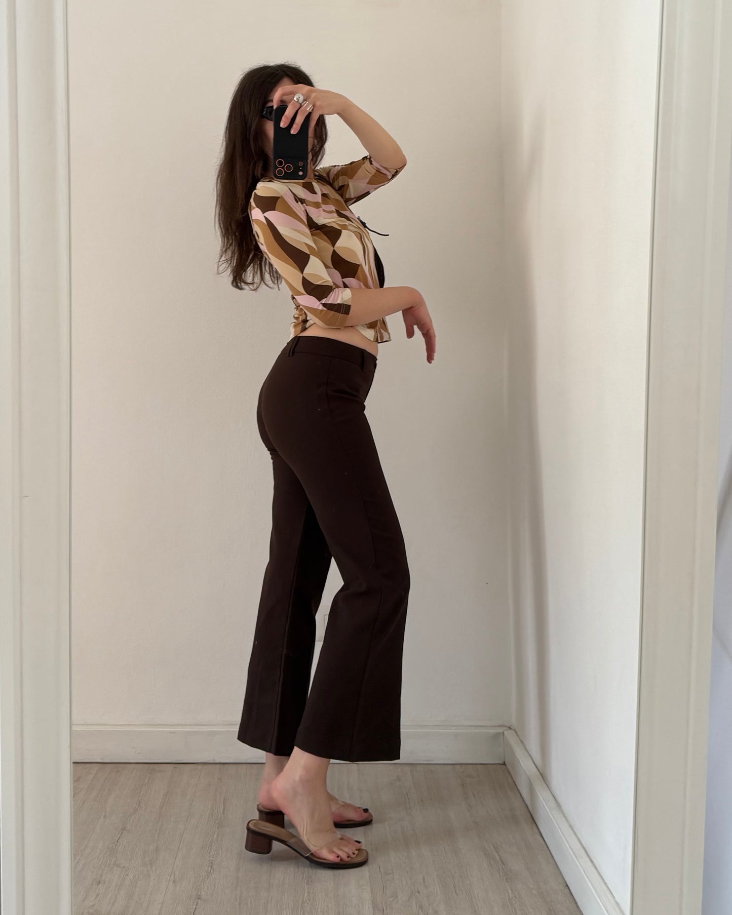 Micro mesh abstract print top
