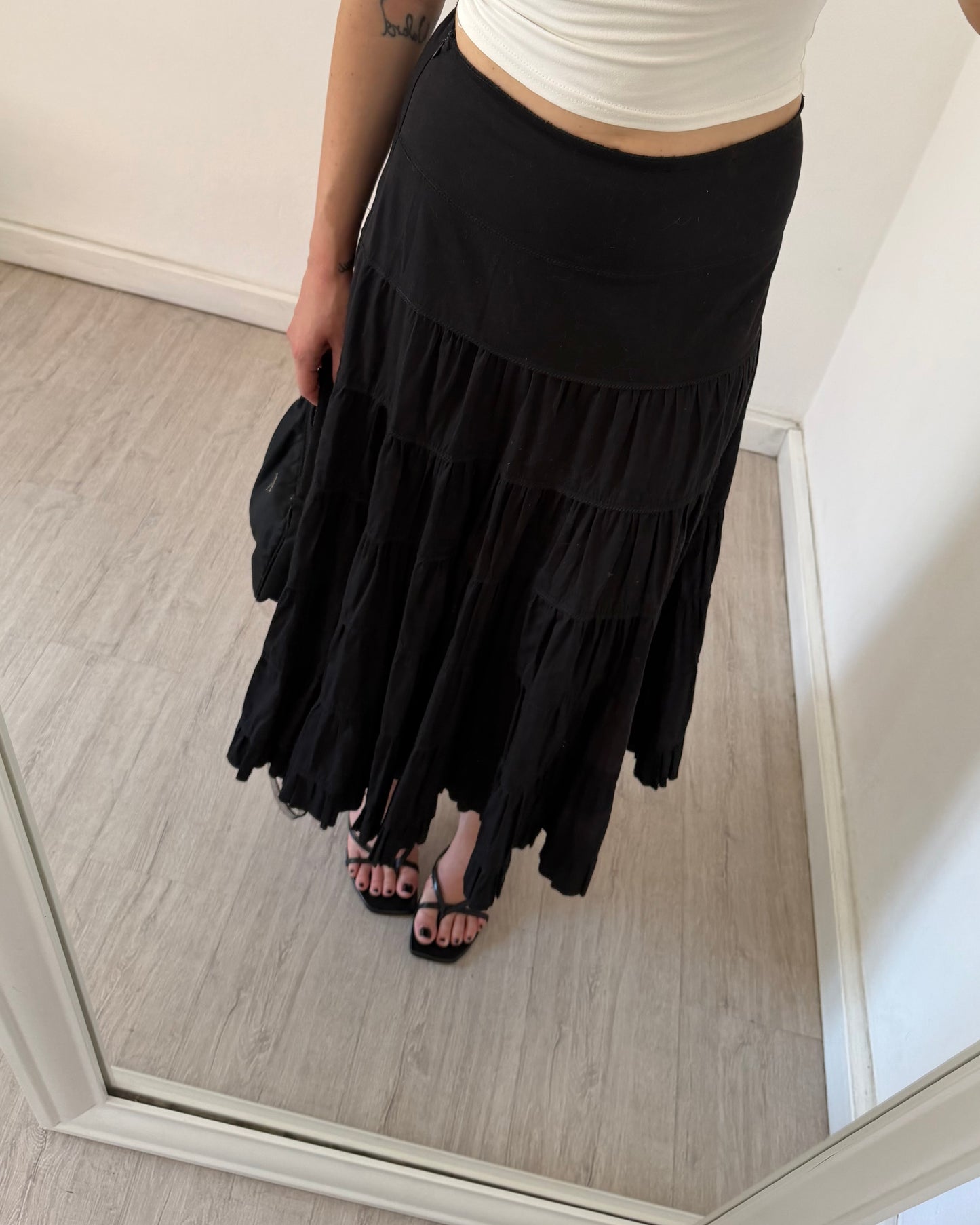 Cotton tiered maxi skirt