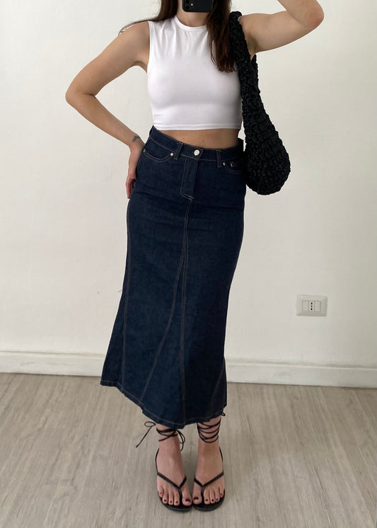 Longuette denim skirt