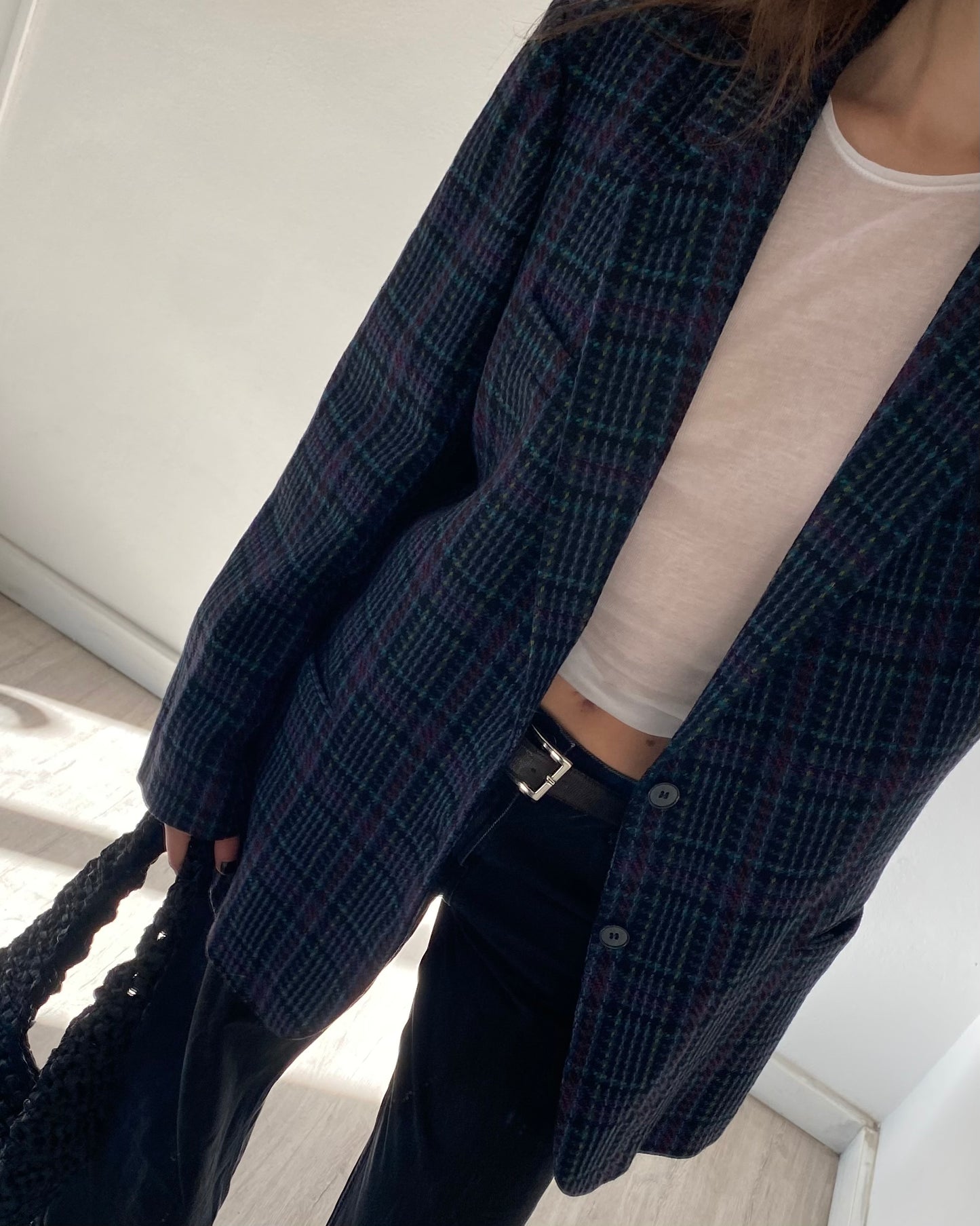 Wool check blazer