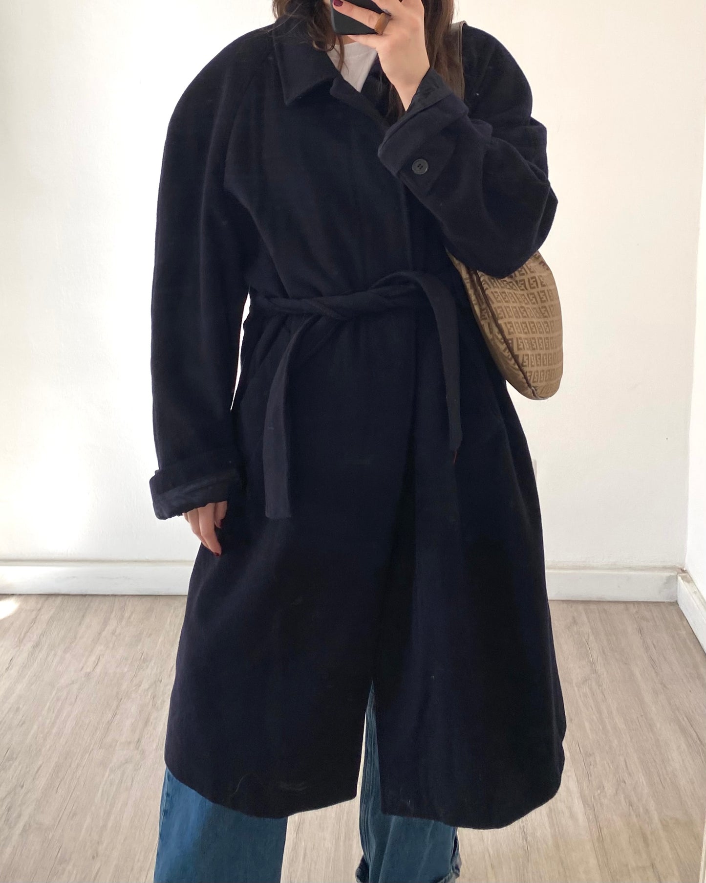 Navy wool belted coat