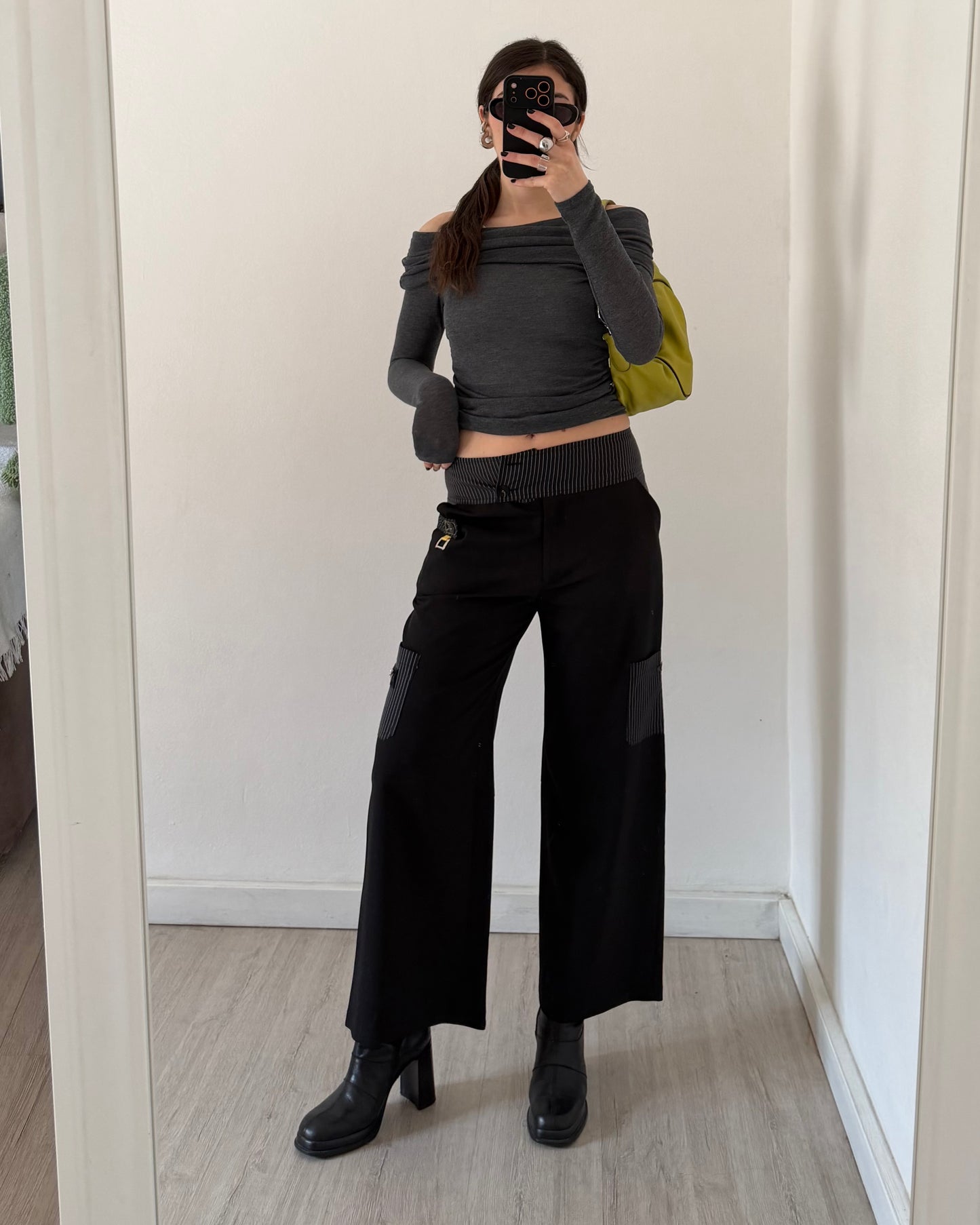 00s wide leg pinstripe trousers