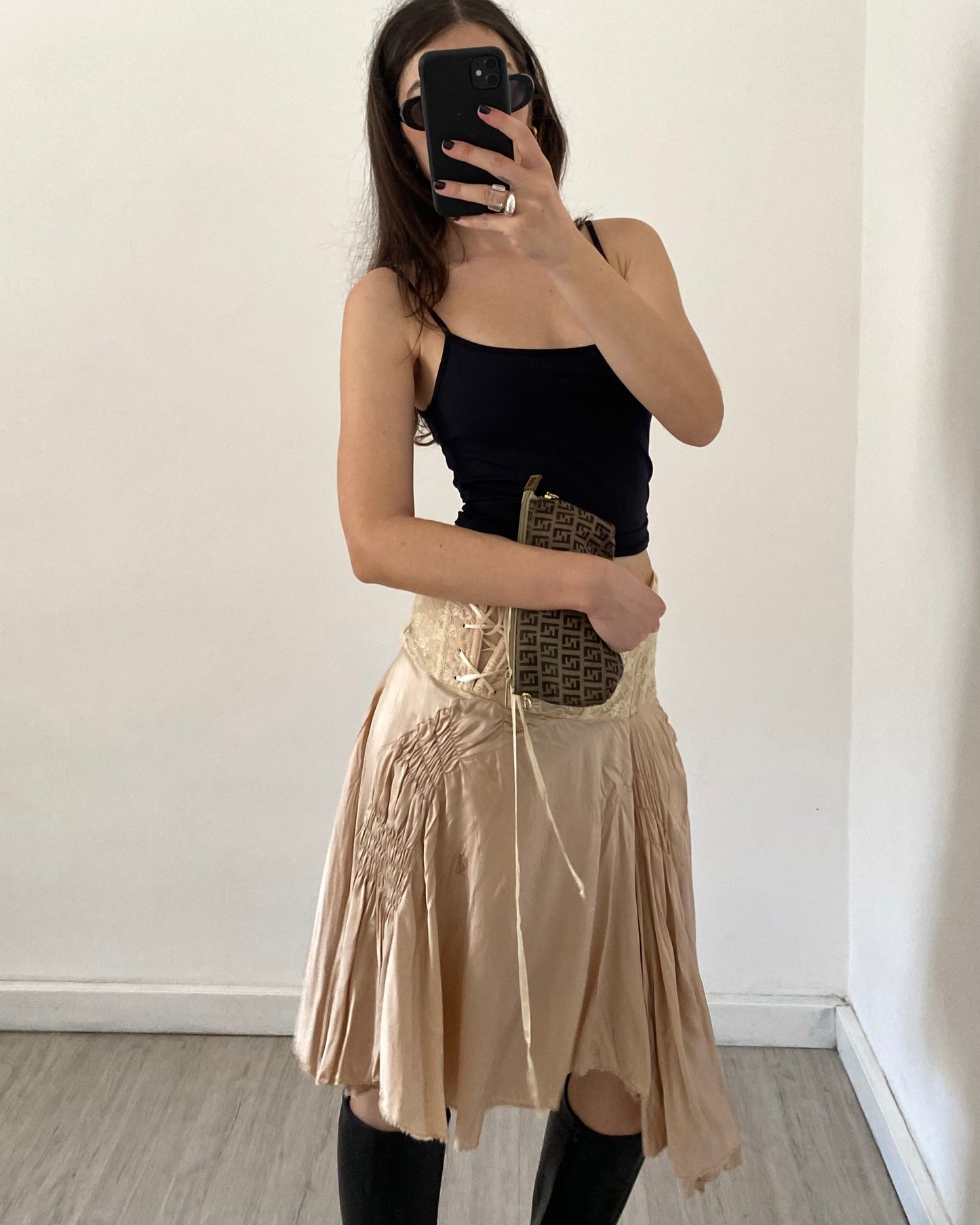 Silk draped skirt
