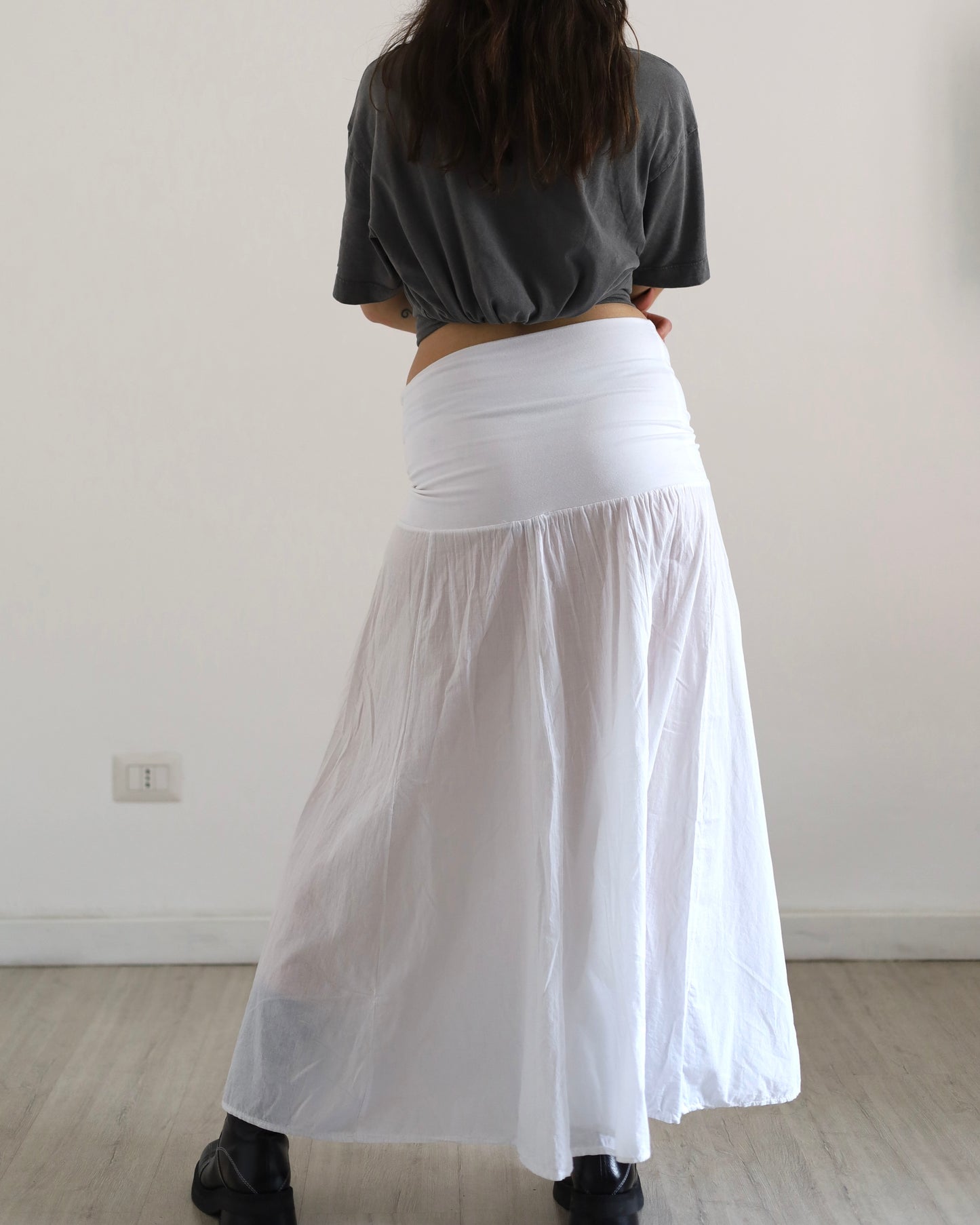 Cotton ruched skirt