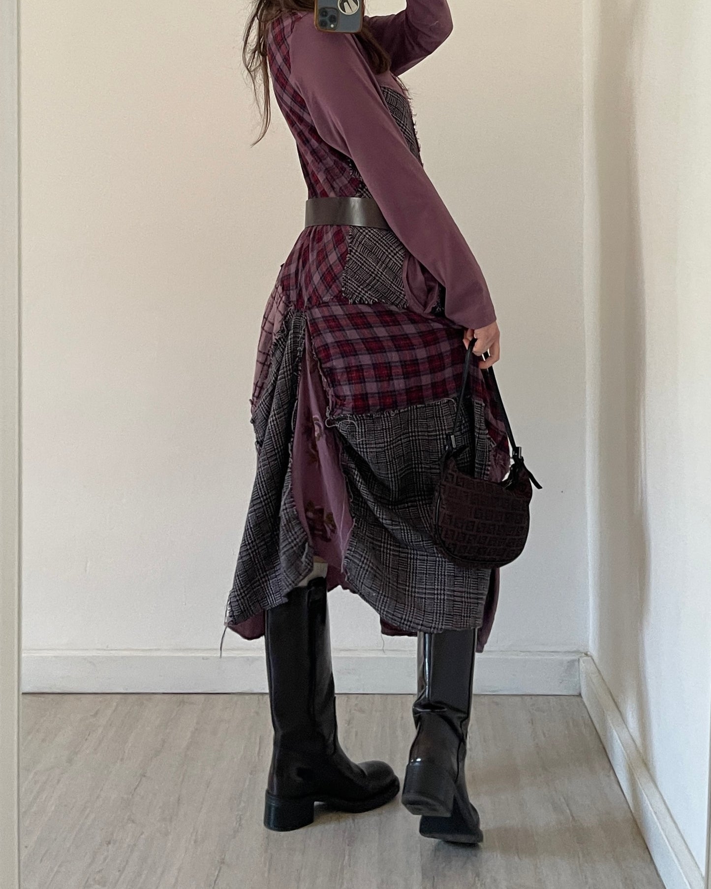 Patchwork asymmetric dress