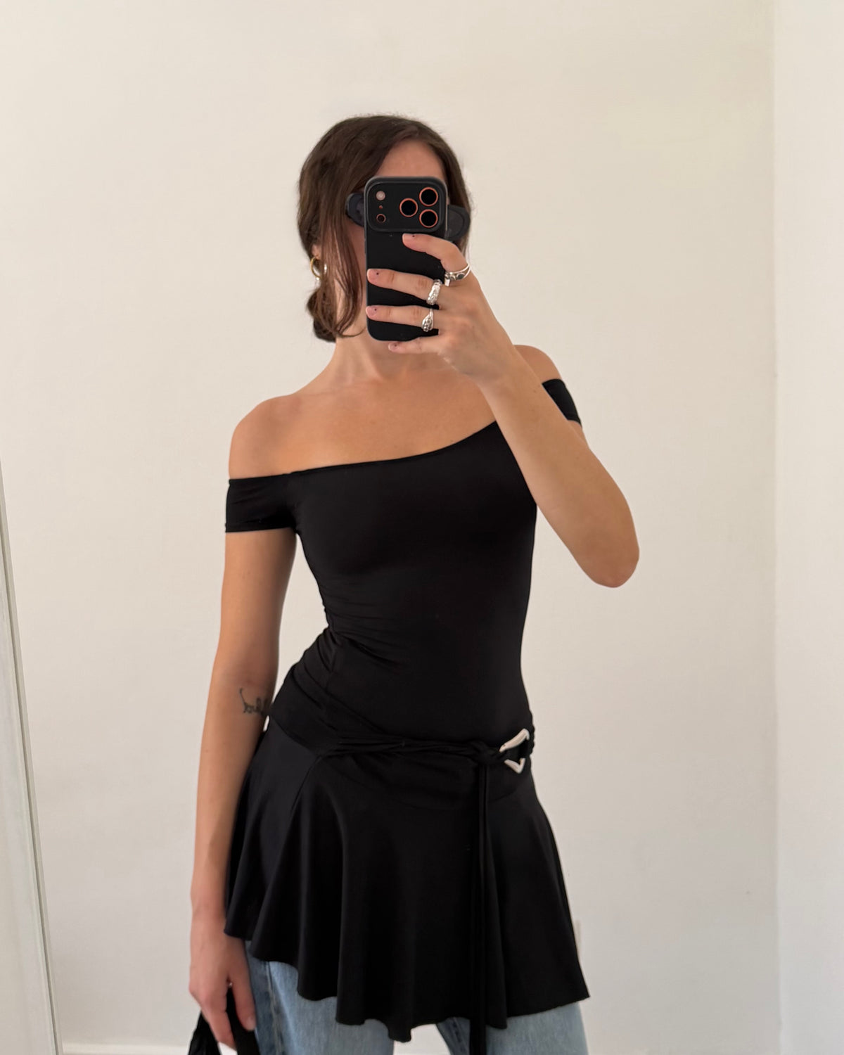 Mini dress with metal belt