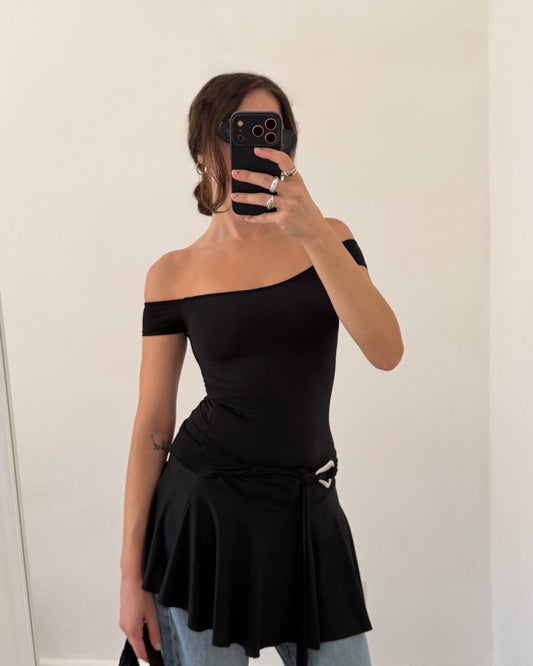 Mini dress with metal belt