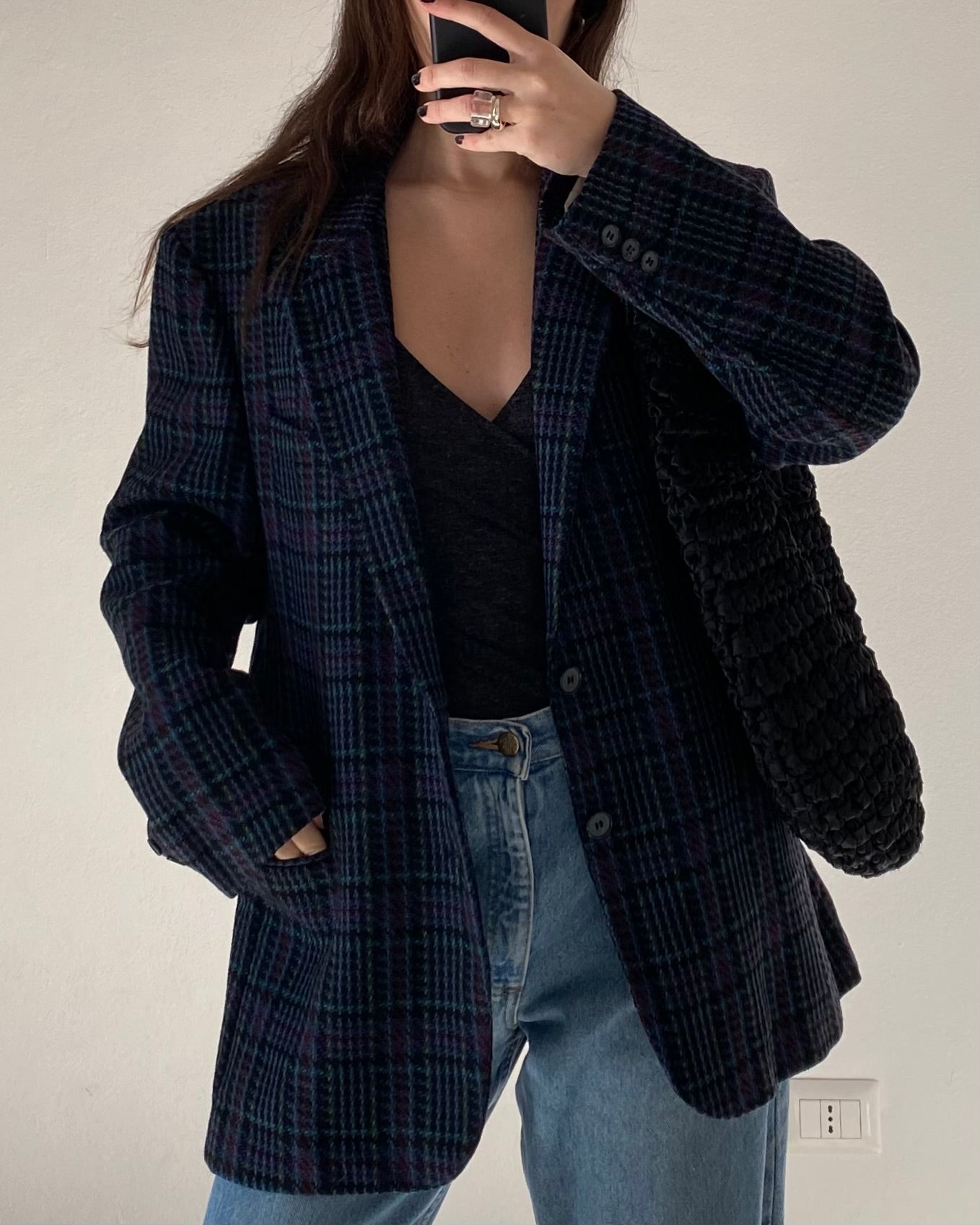 Wool check blazer