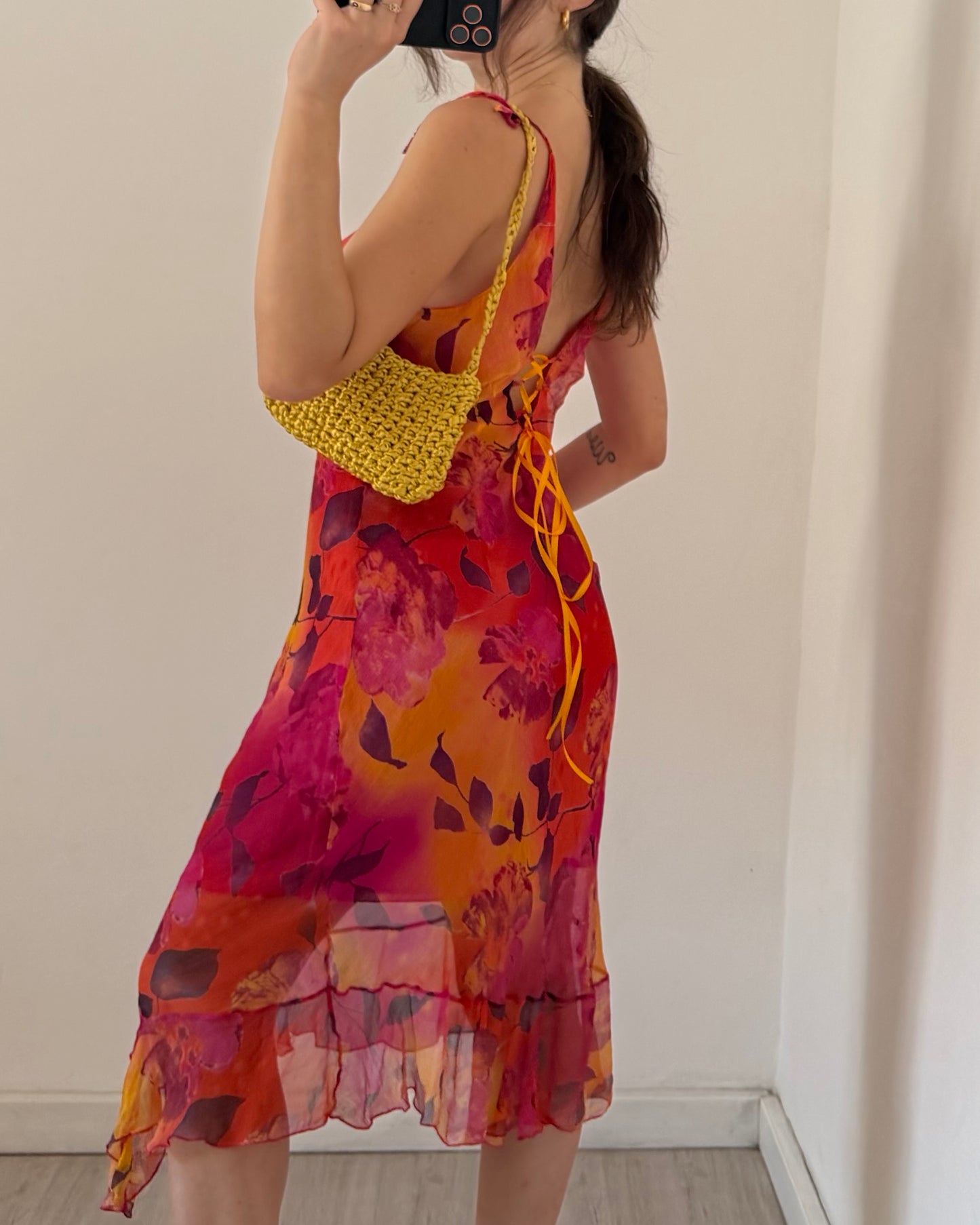 Pure silk asymetric dress