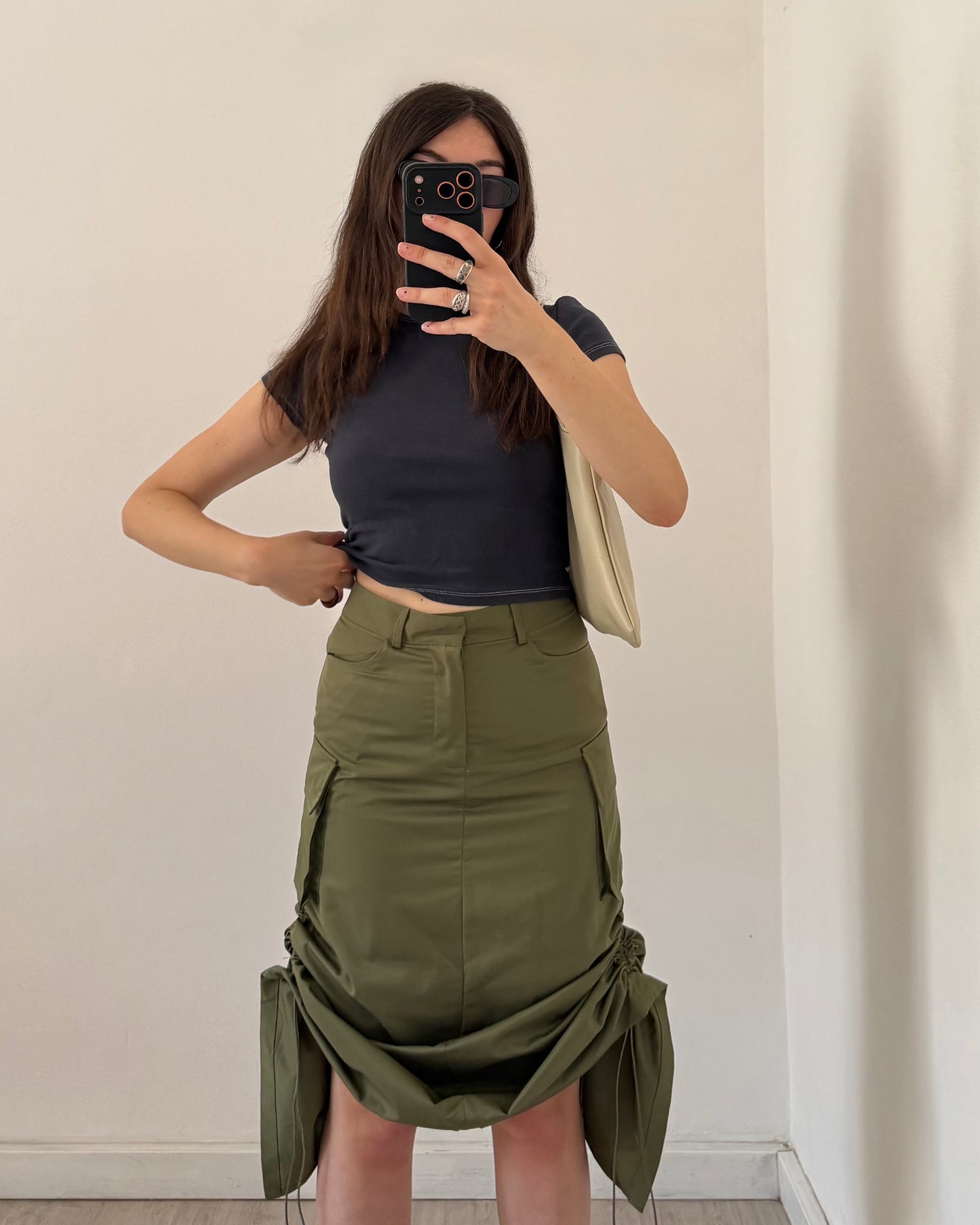 Cargo skirt with drawstrings