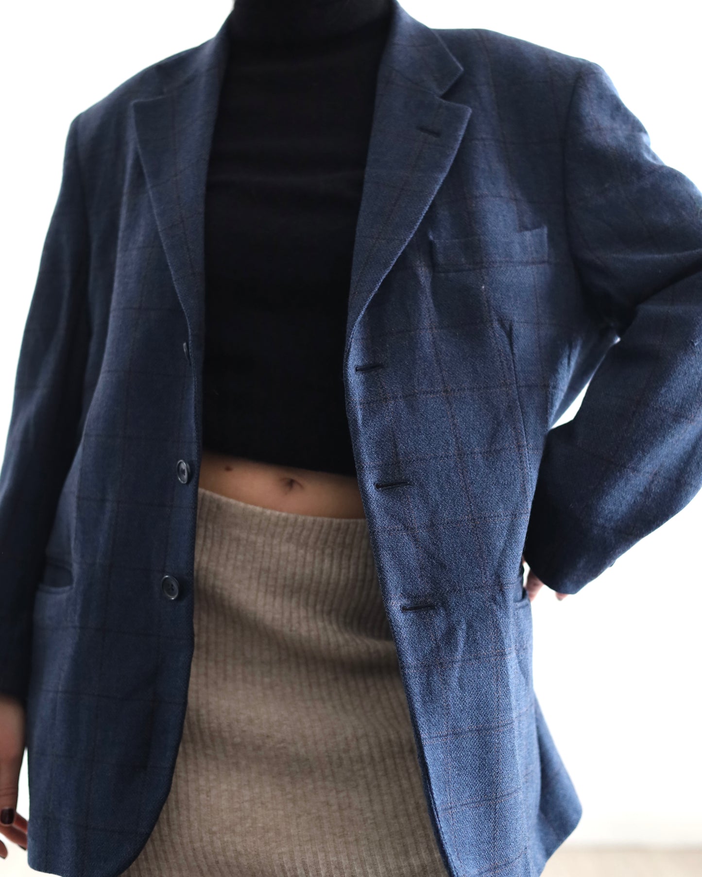 Wool check blazer