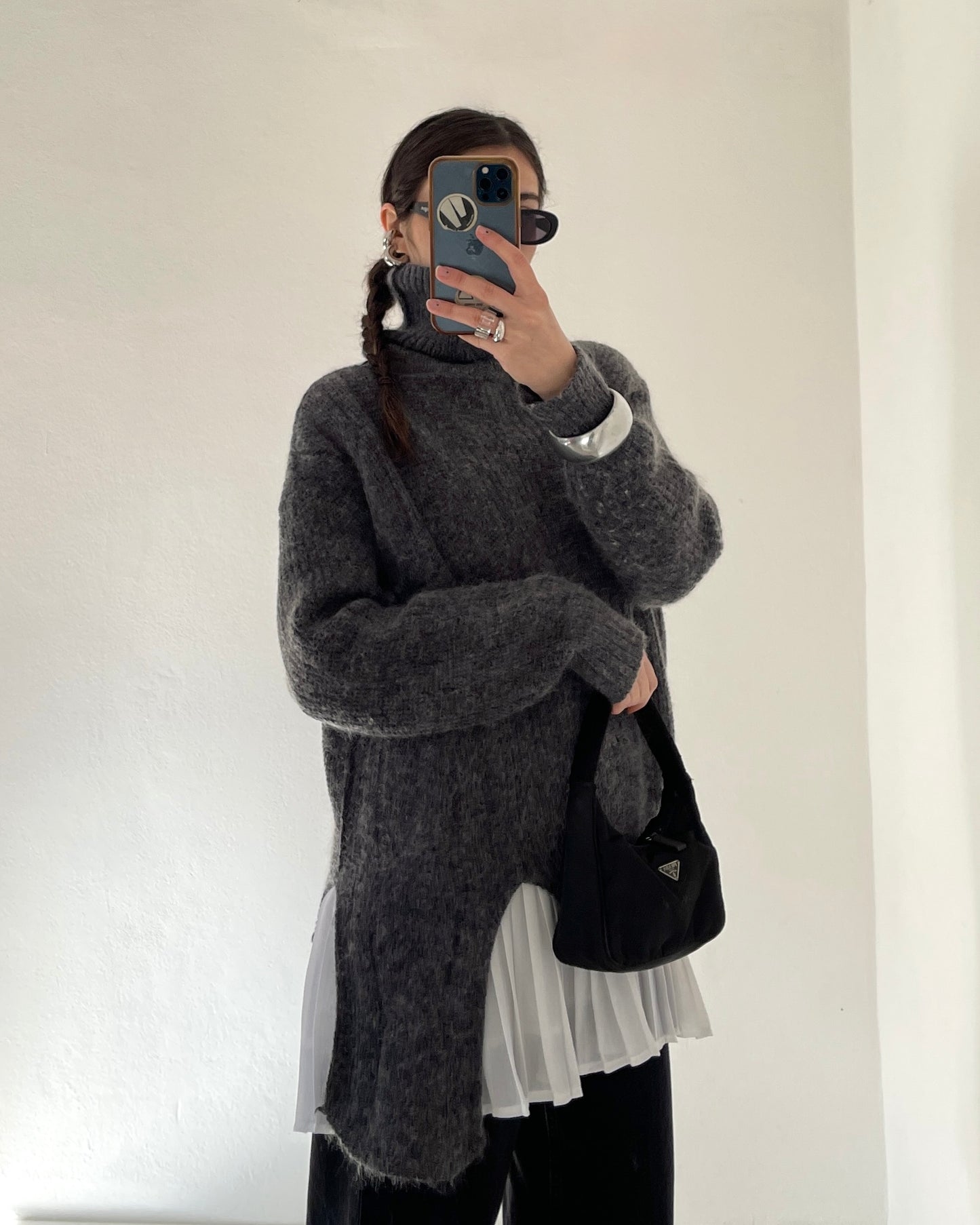 Asymmetric knit sweater