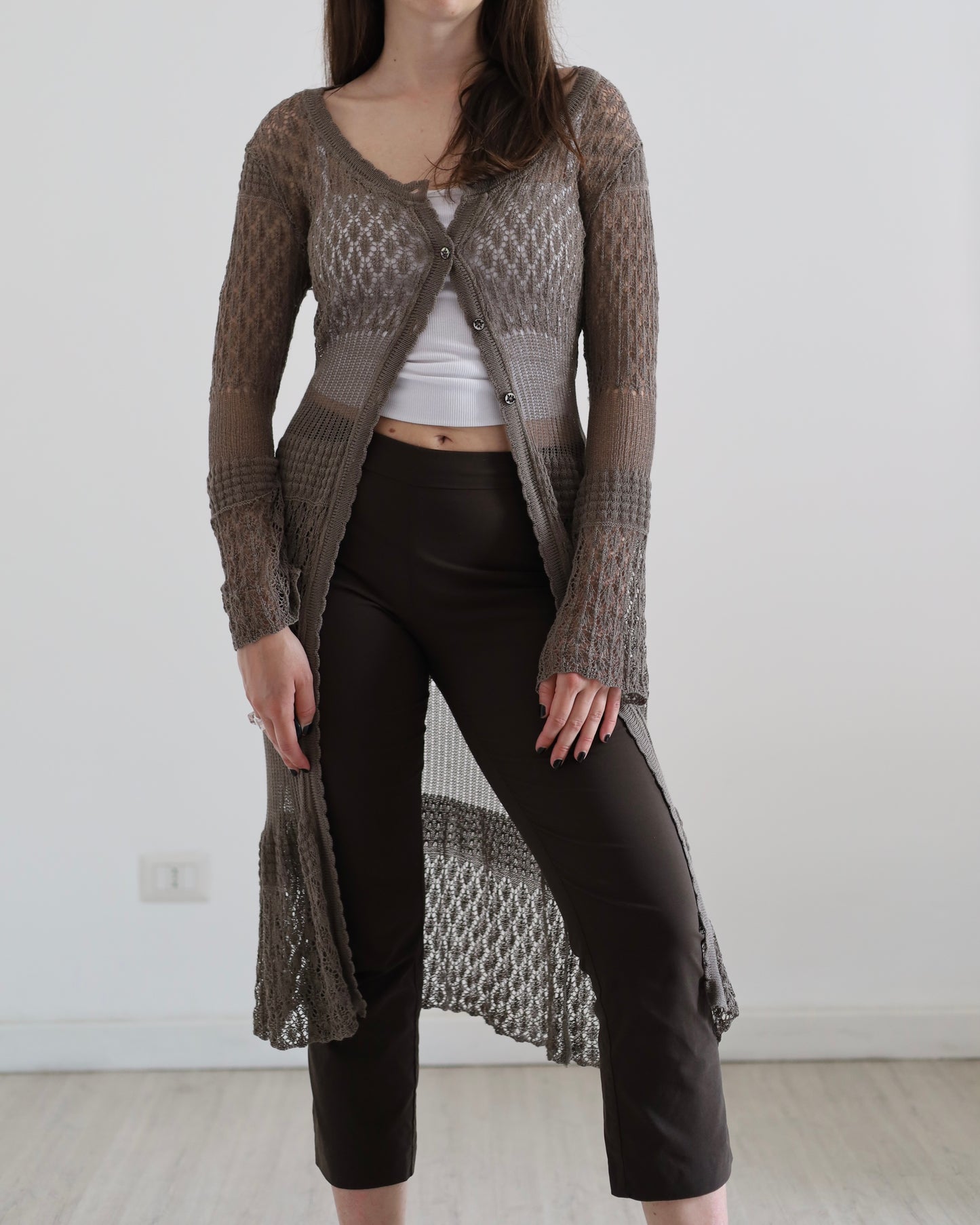 Long crochet cardigan