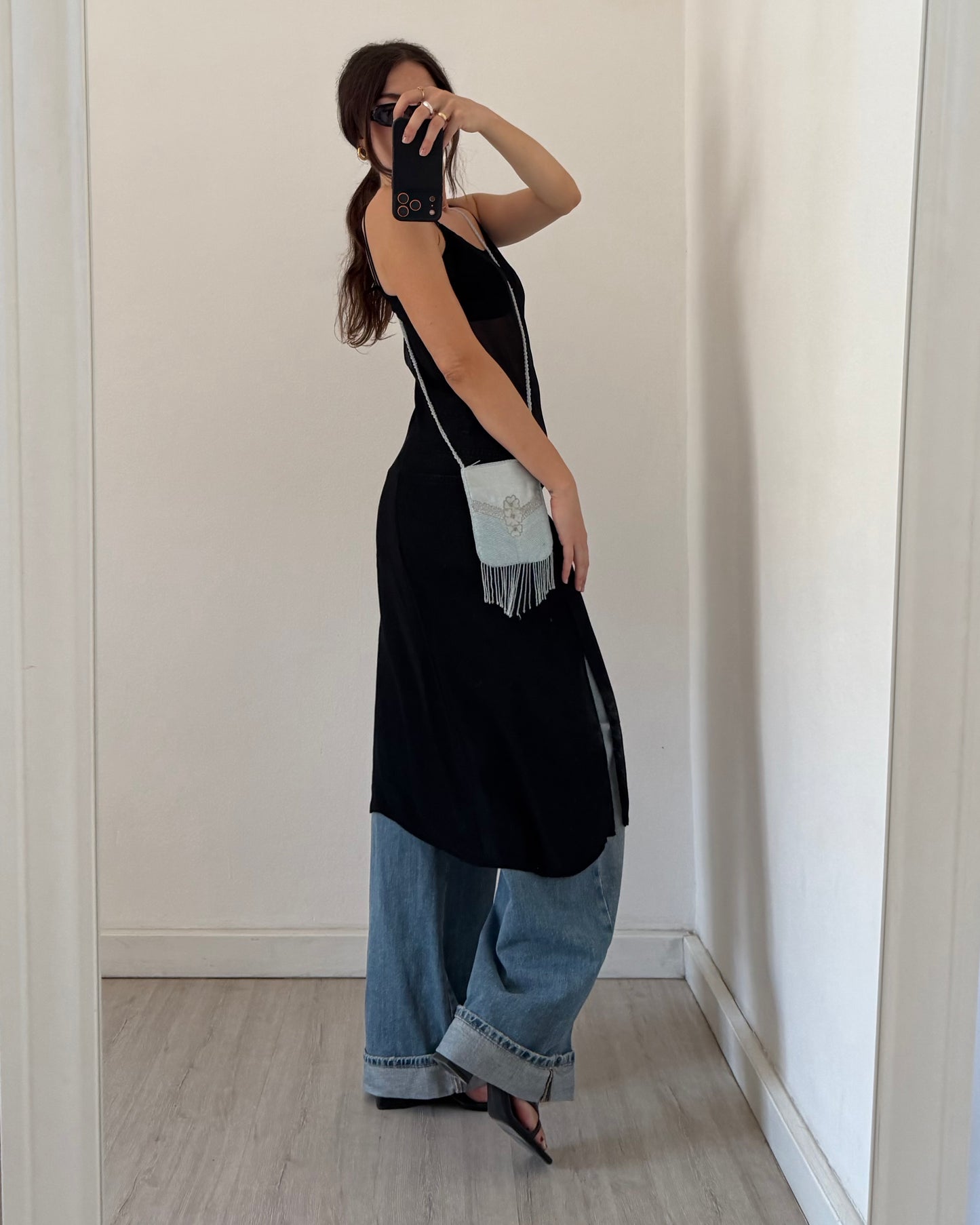 Sheer black midi dress