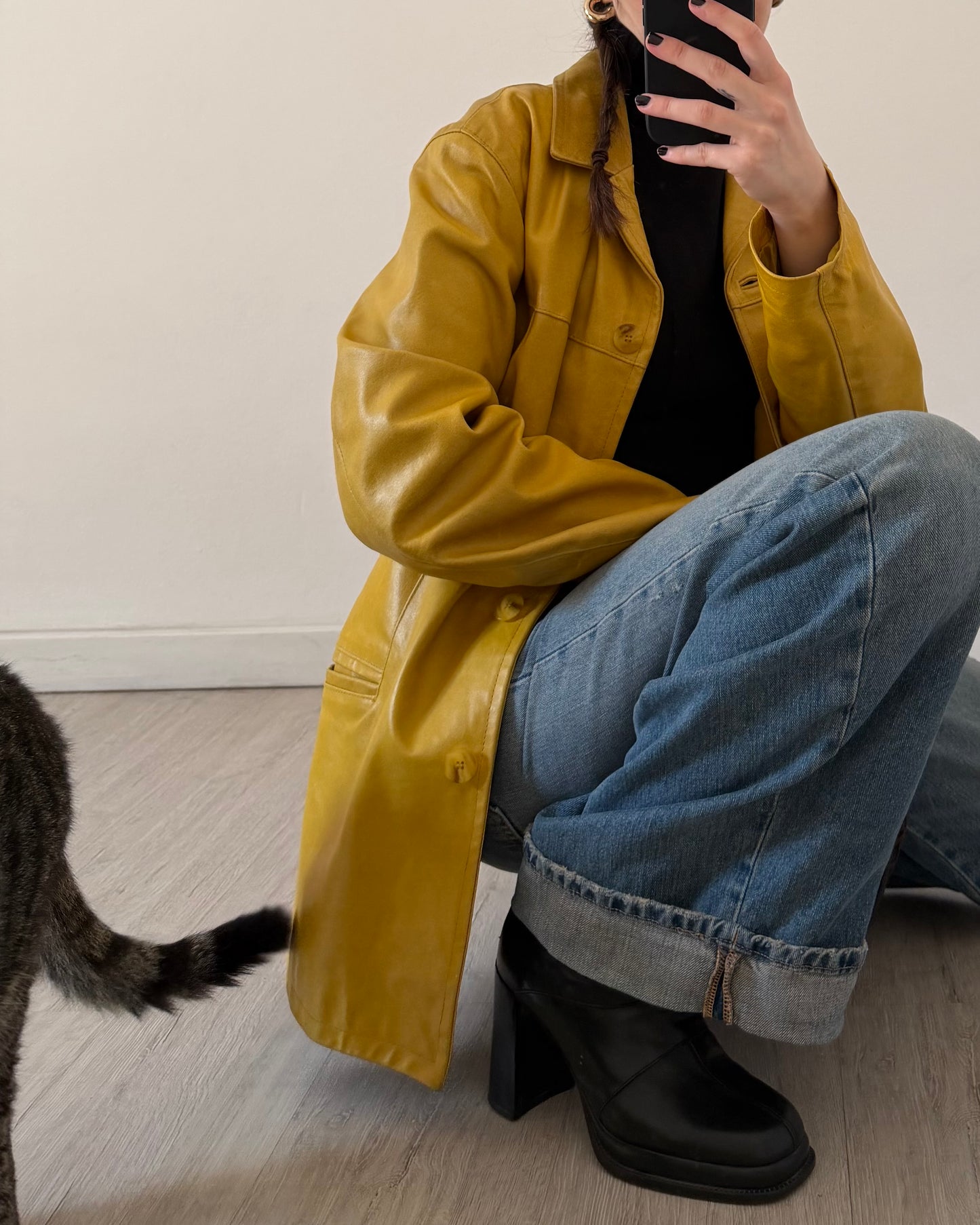 Mustard yellow leather jacket