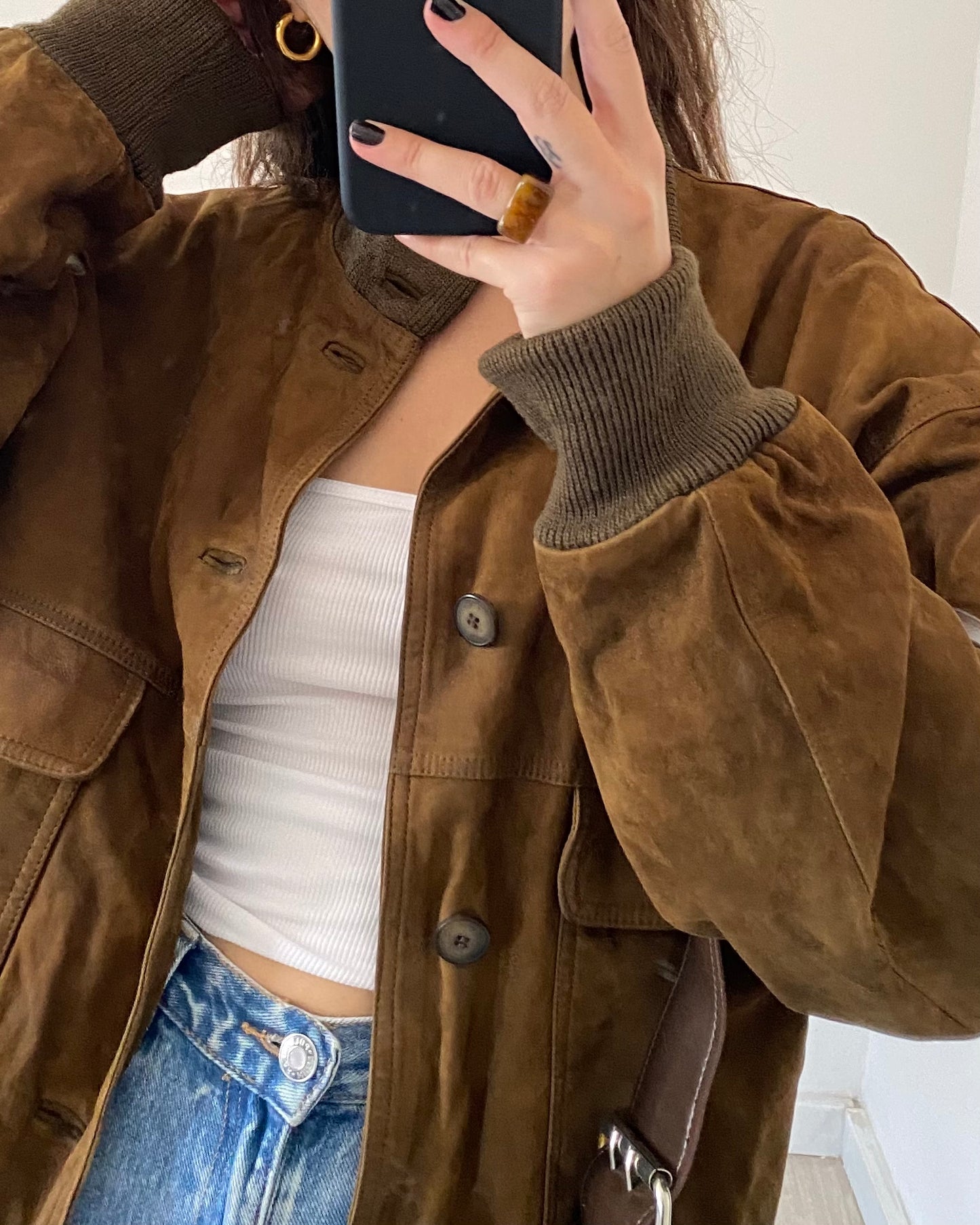 Suede bomber jacket