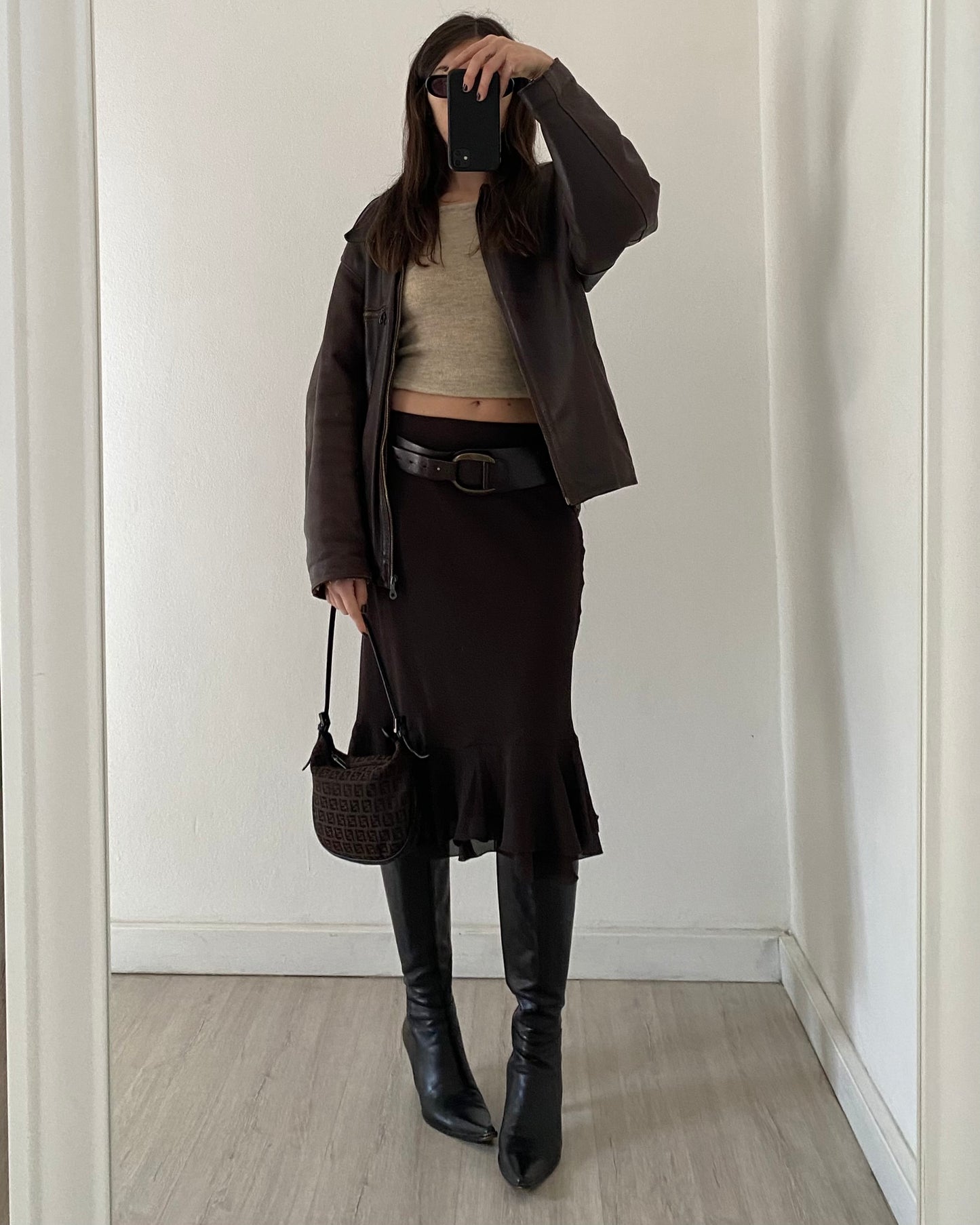 Brown midi skirt