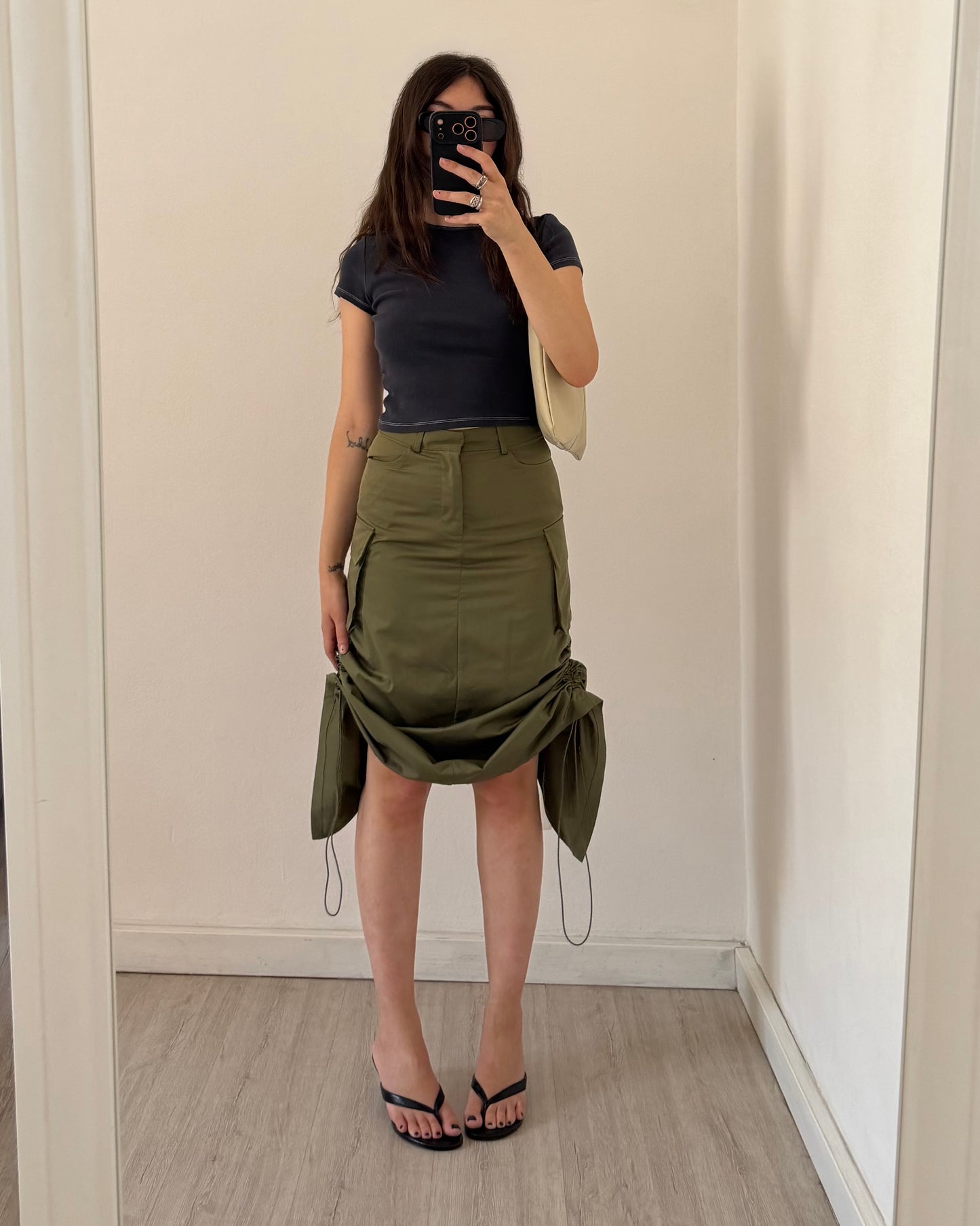 Cargo skirt with drawstrings