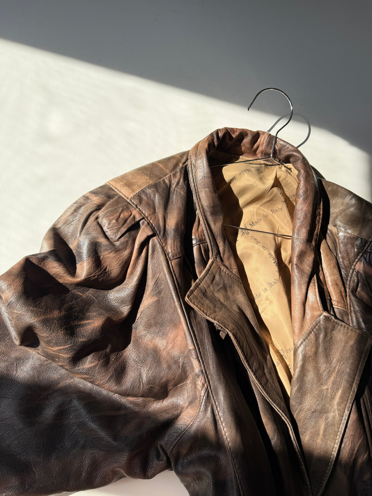 Distressed leather jacket
