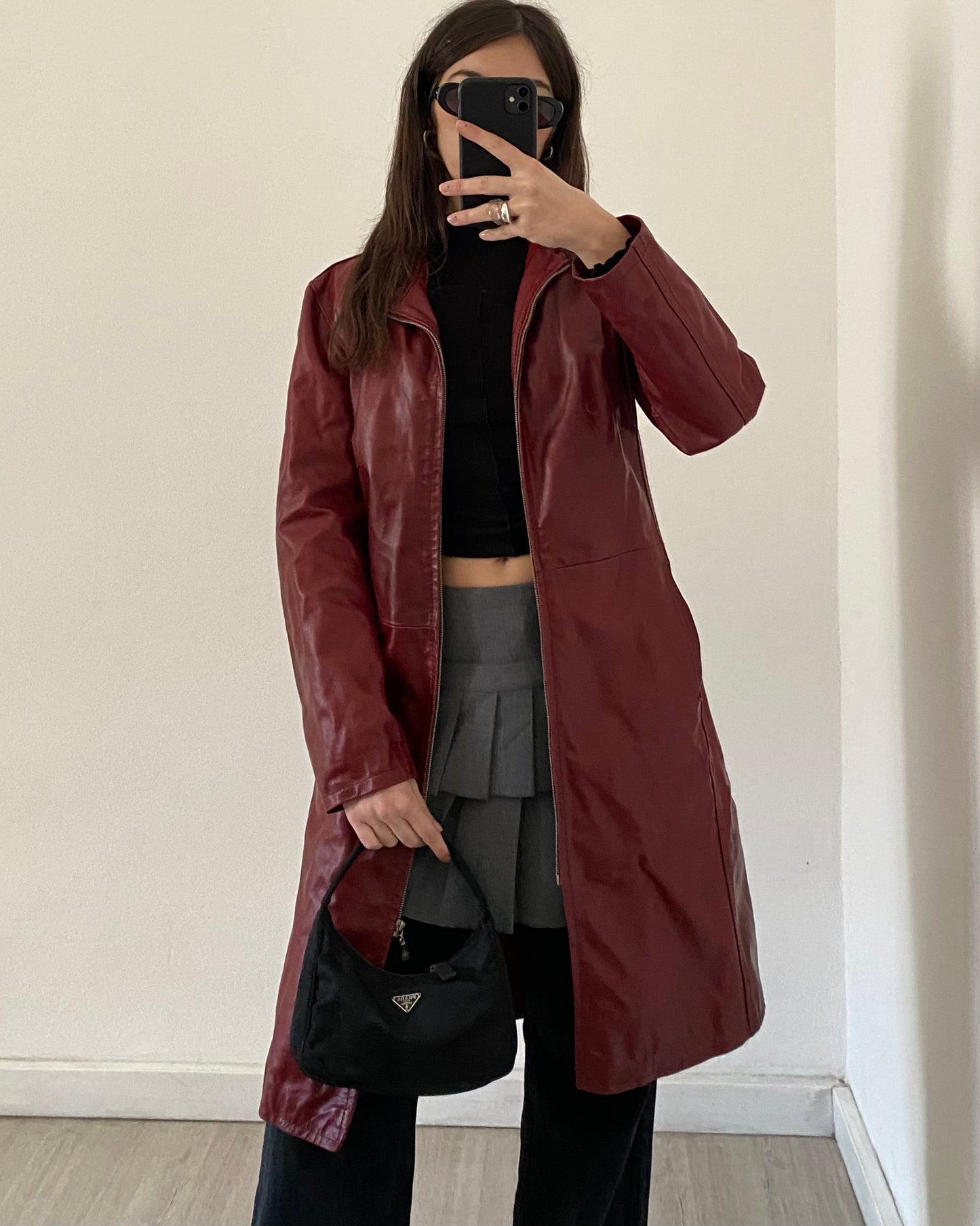 Cherry red leather jacket
