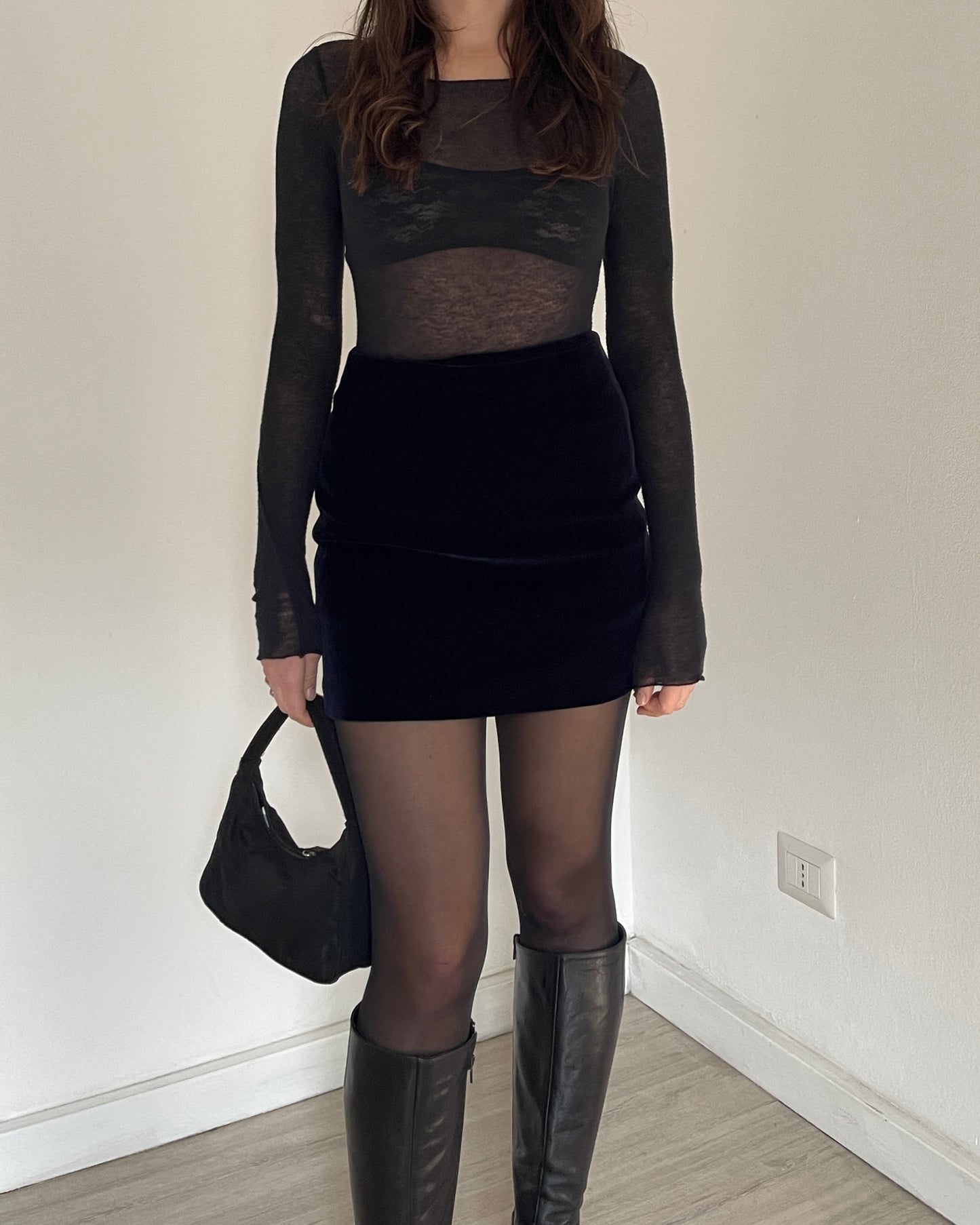 Midnight blue velvet skirt