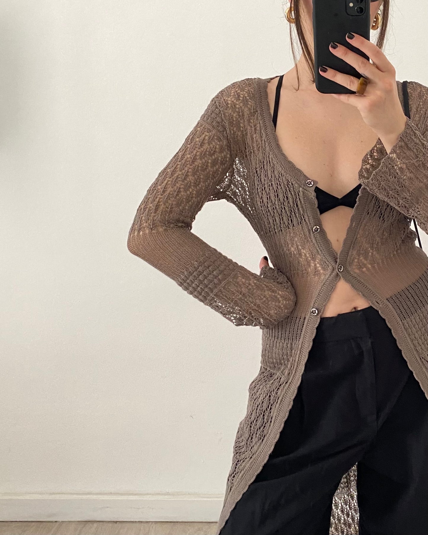 Long crochet cardigan