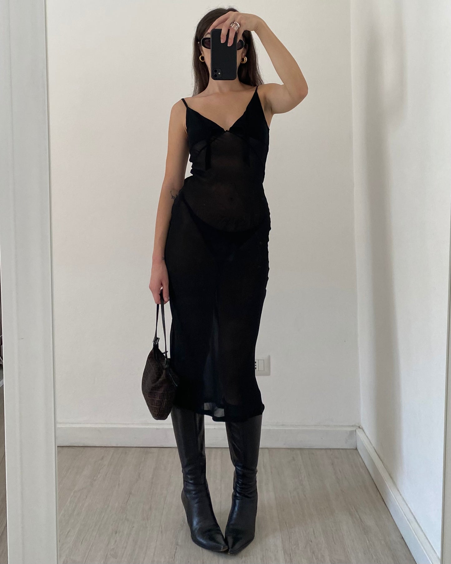 00s sheer midi dress