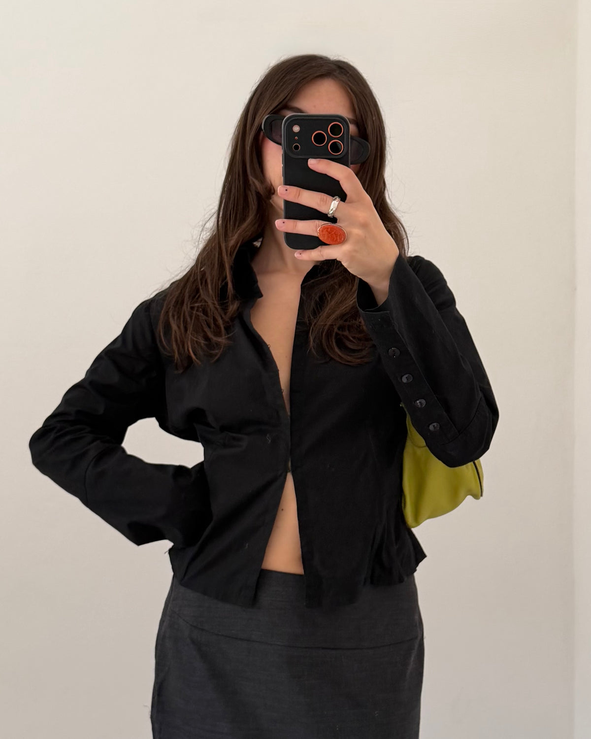 Y2k black fitted shirt