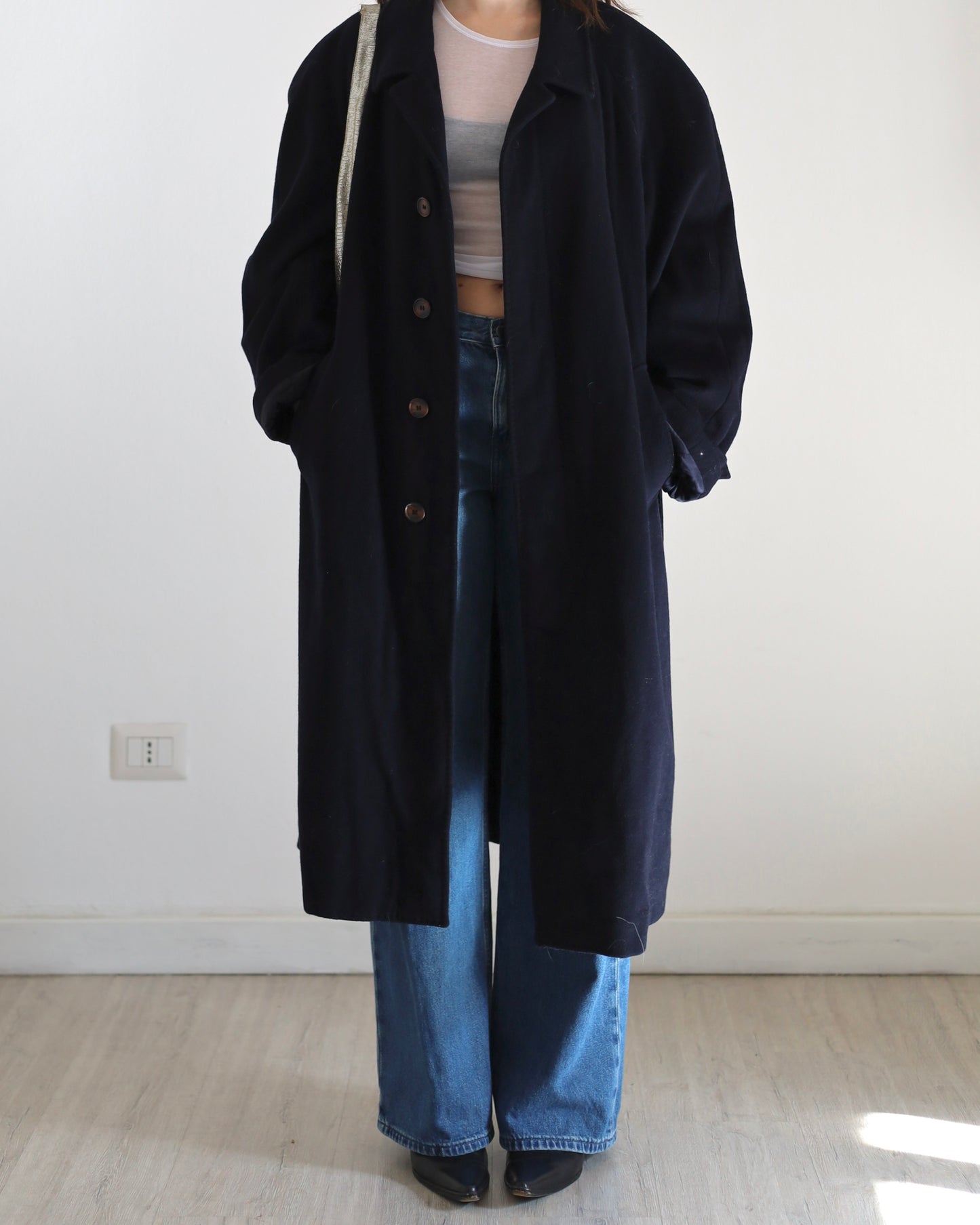 Navy wool belted coat