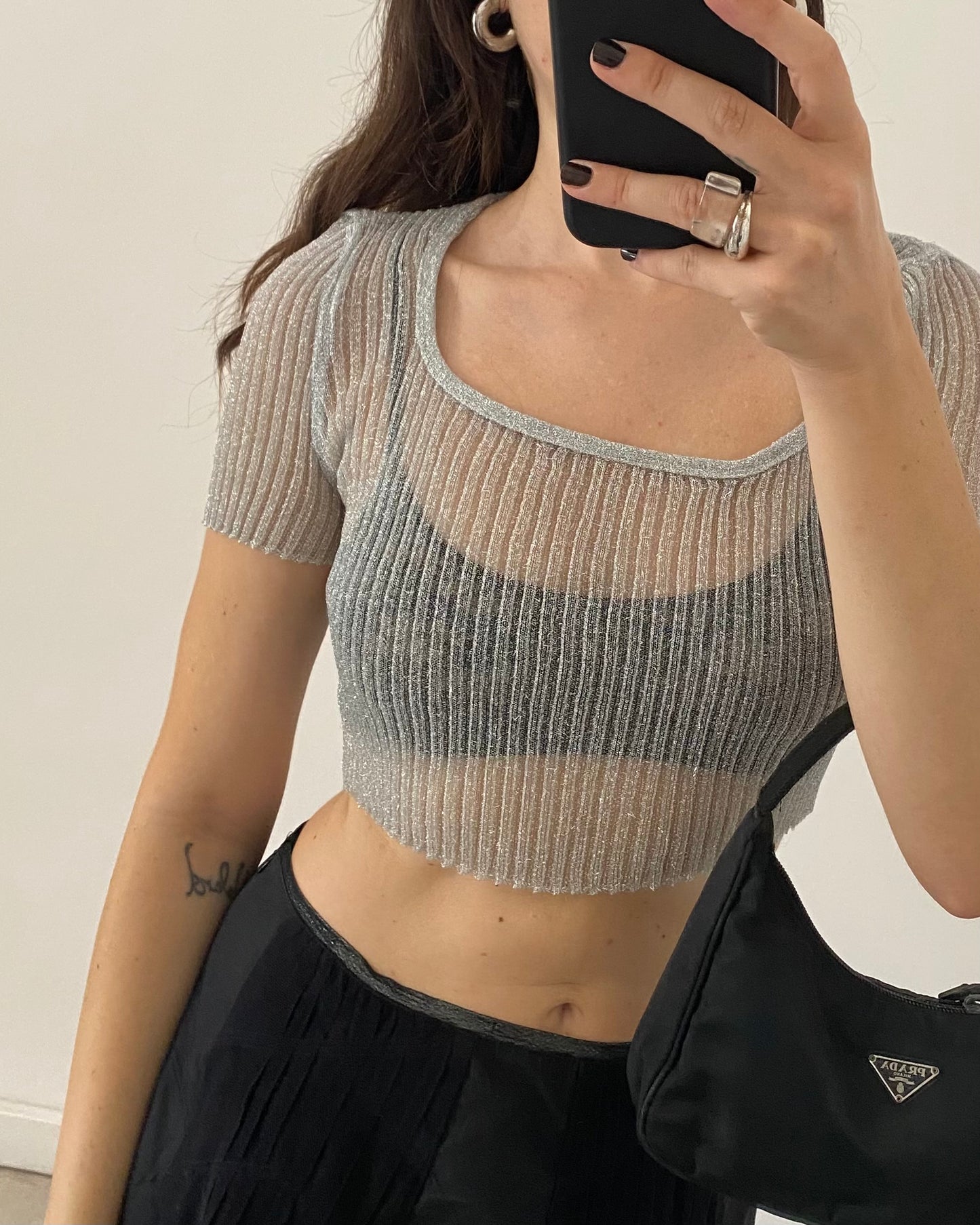 90s silver lurex top