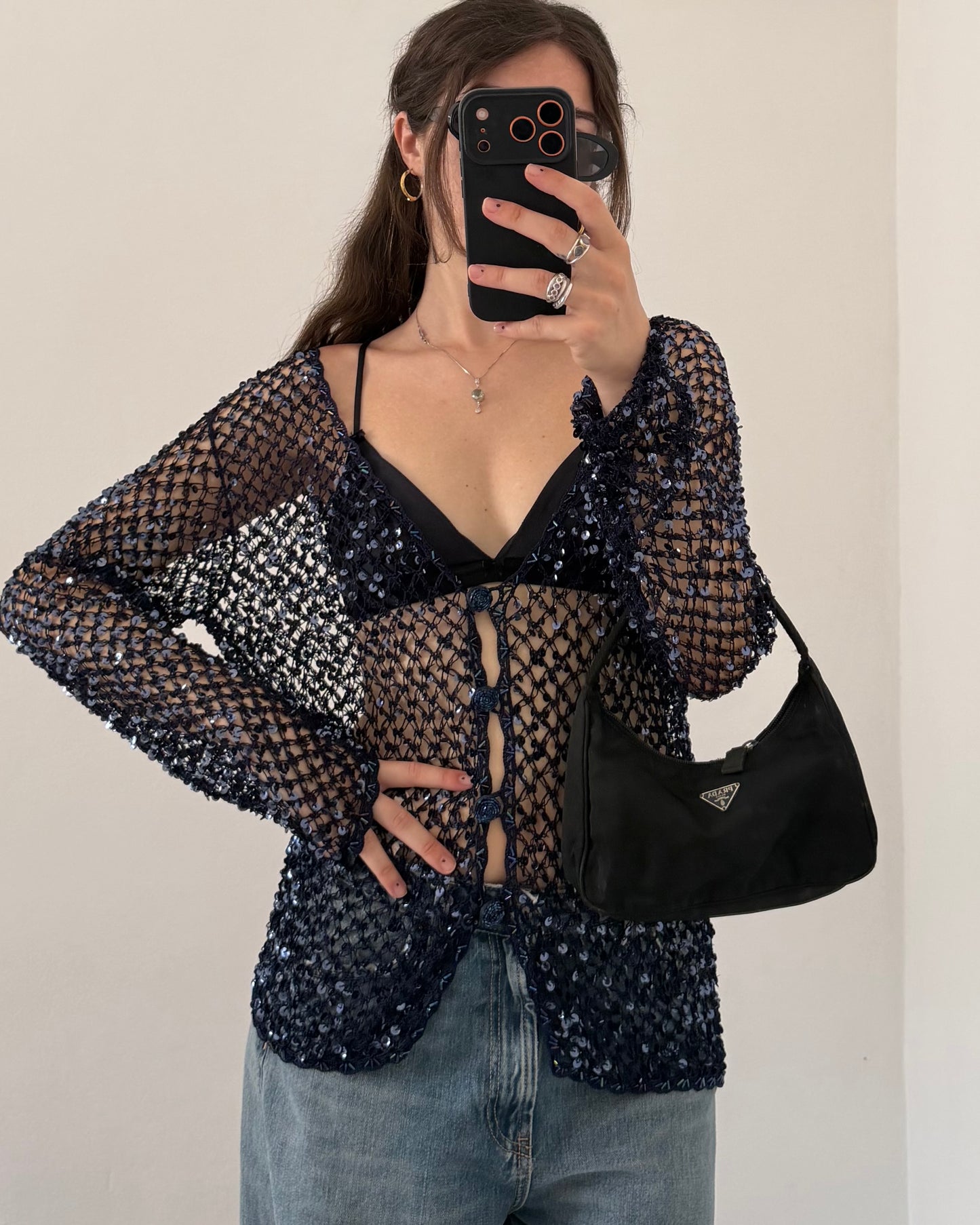 Sequins buttoned top