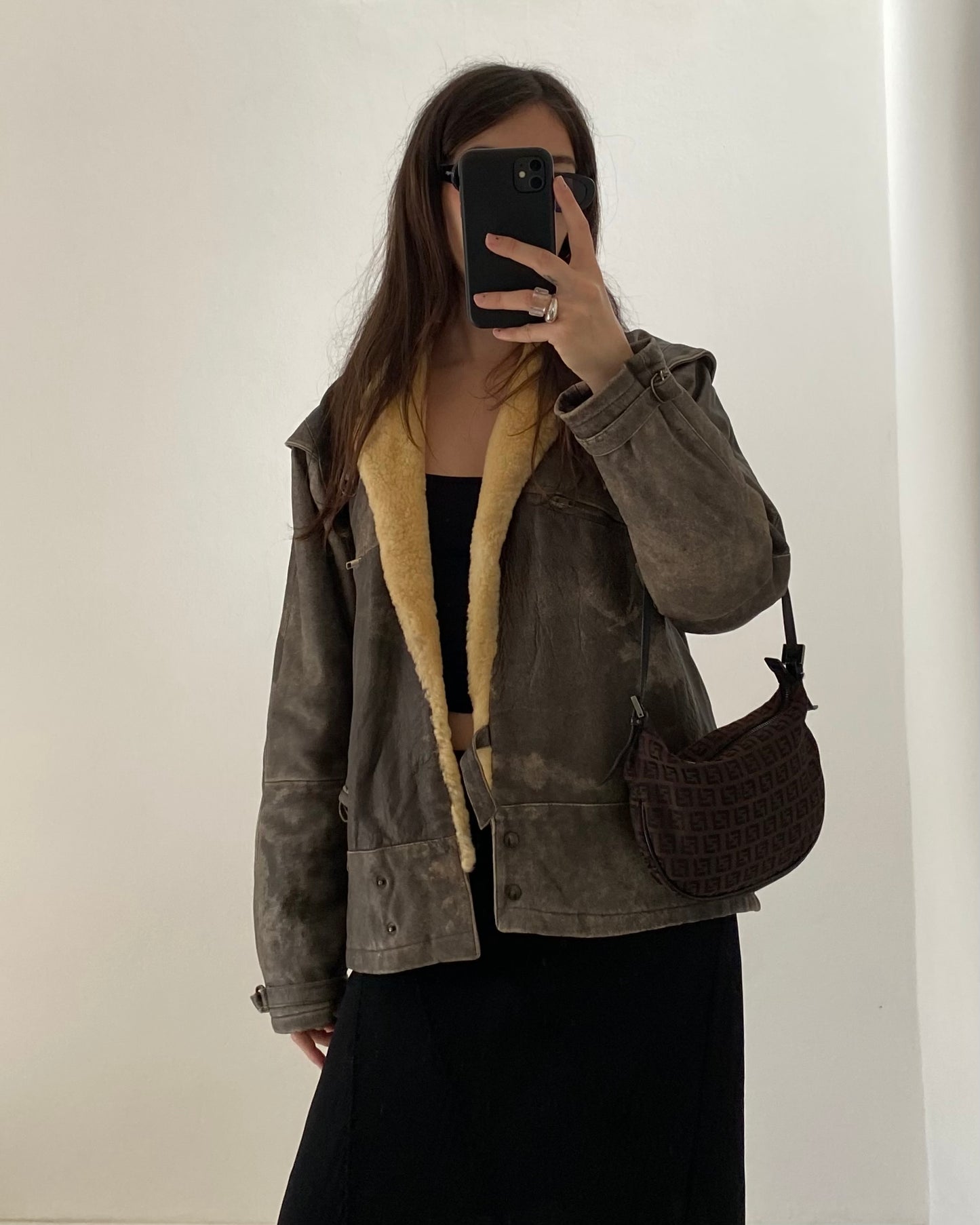 90s distressed leather jacket