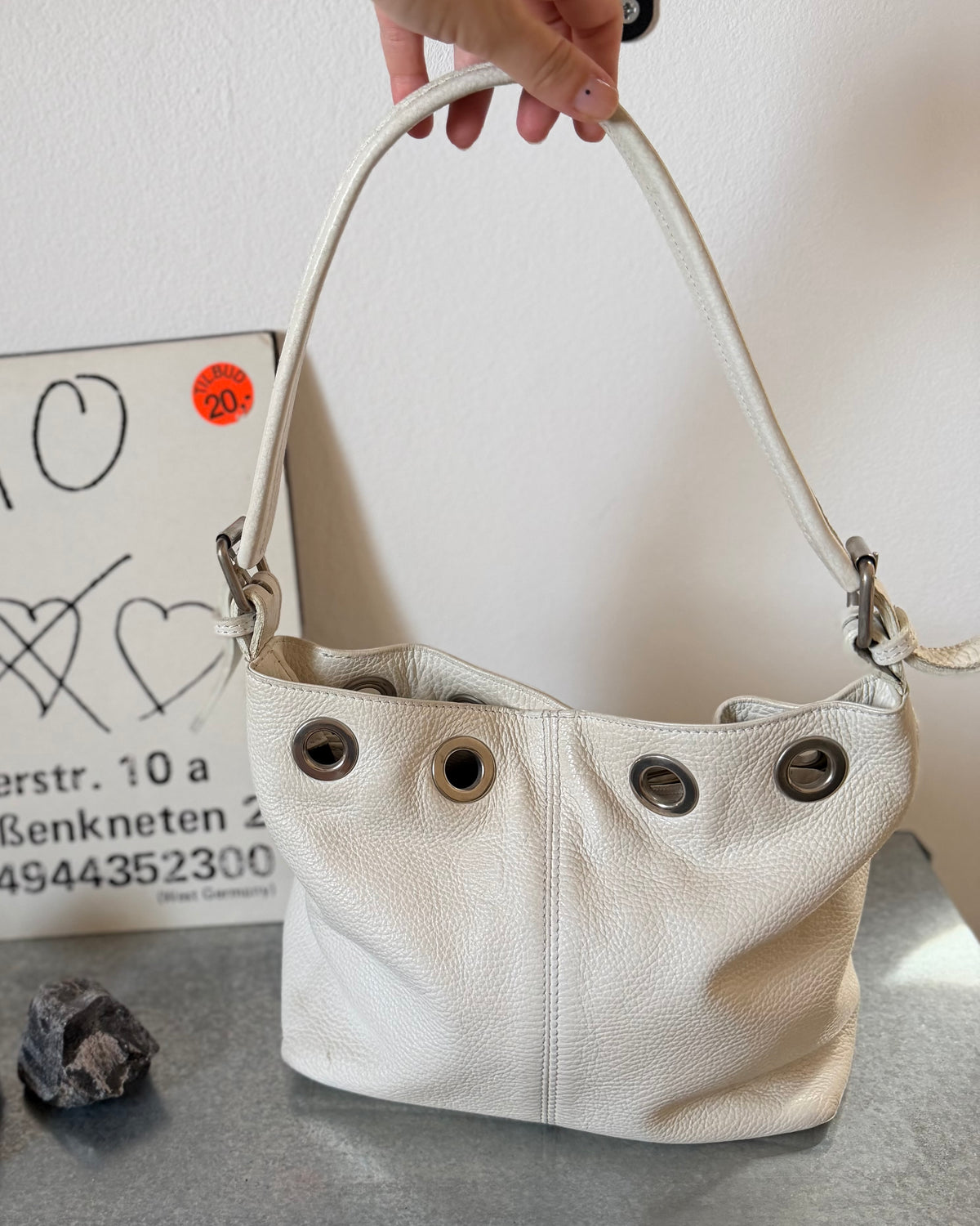White leather shoulder bag