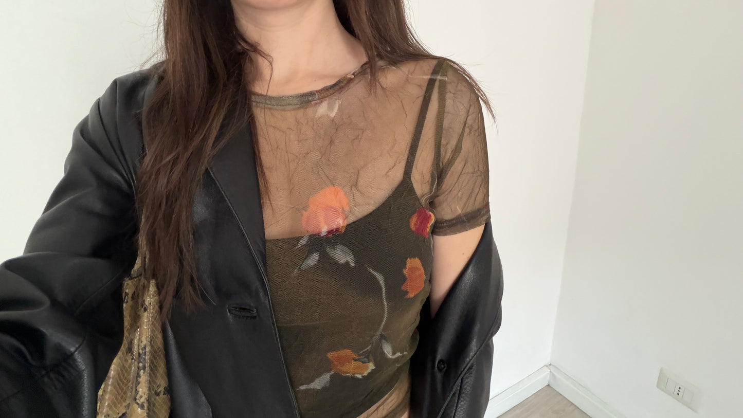 Micro mesh sheer top