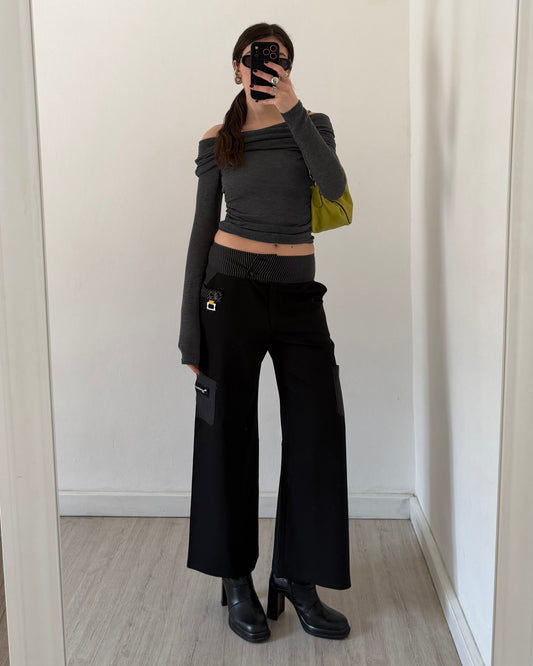 00s wide leg pinstripe trousers