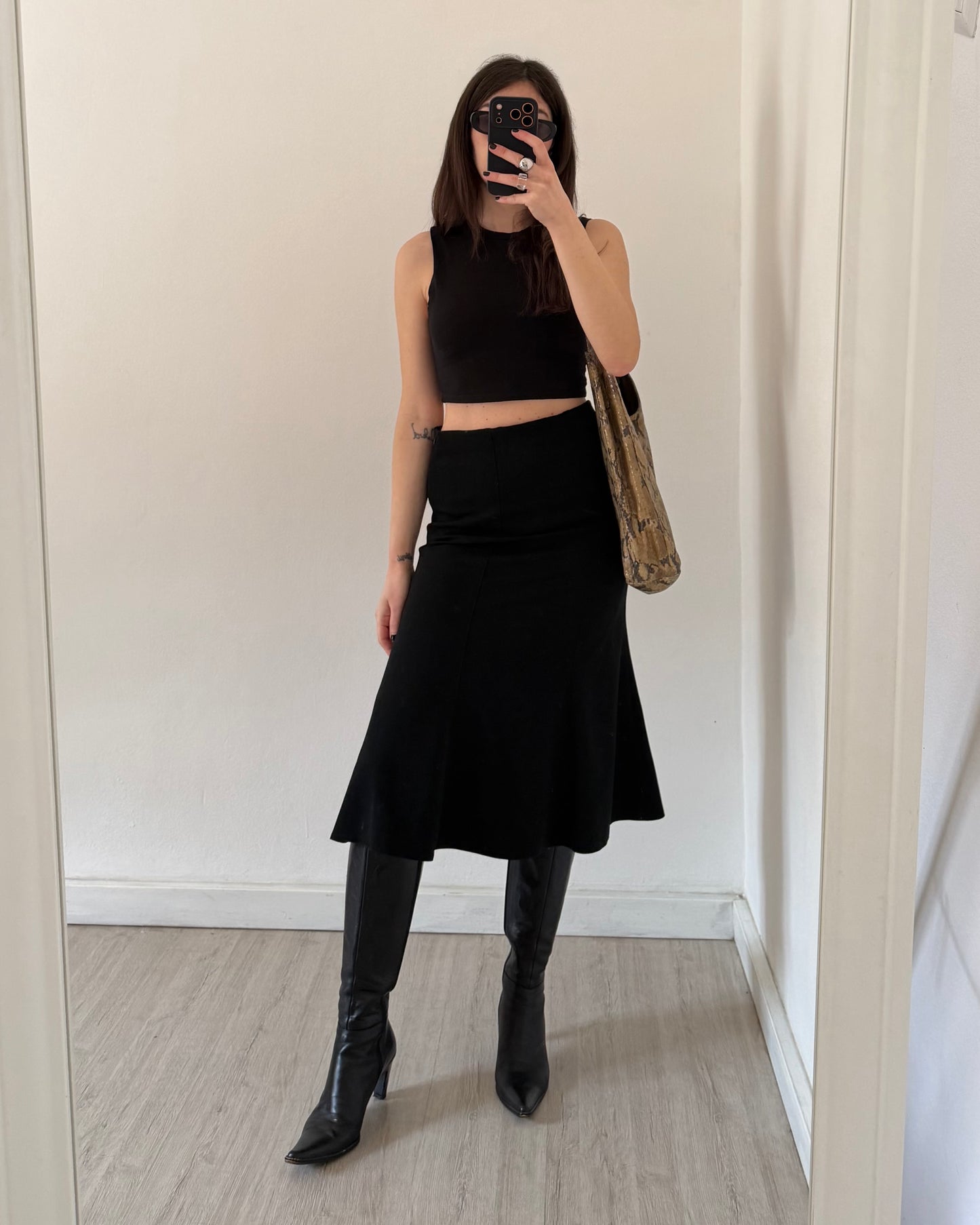 Black midi skirt