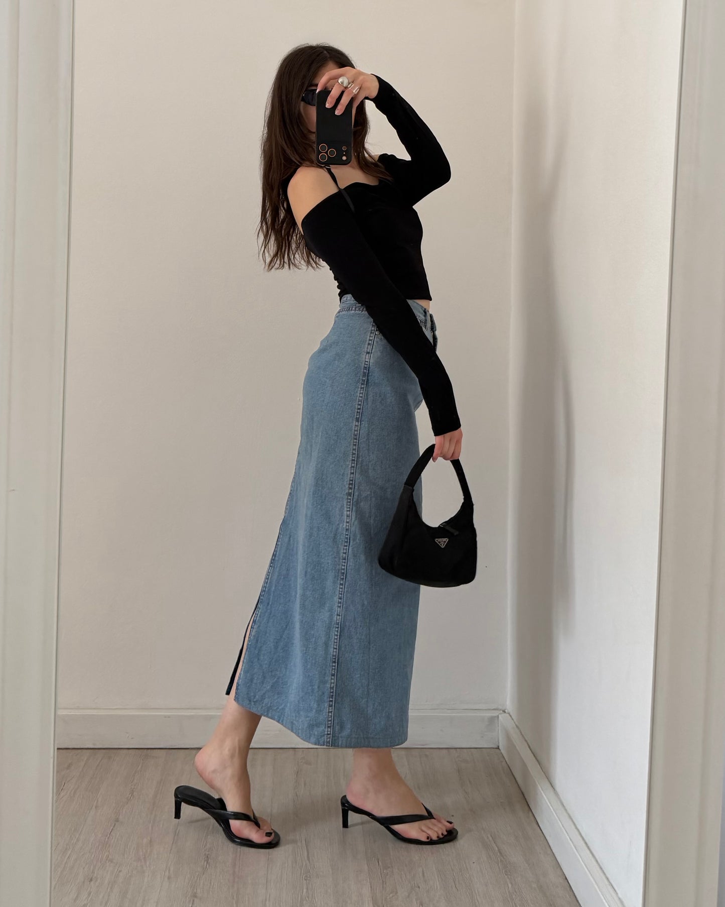 90s Gas longuette denim skirt