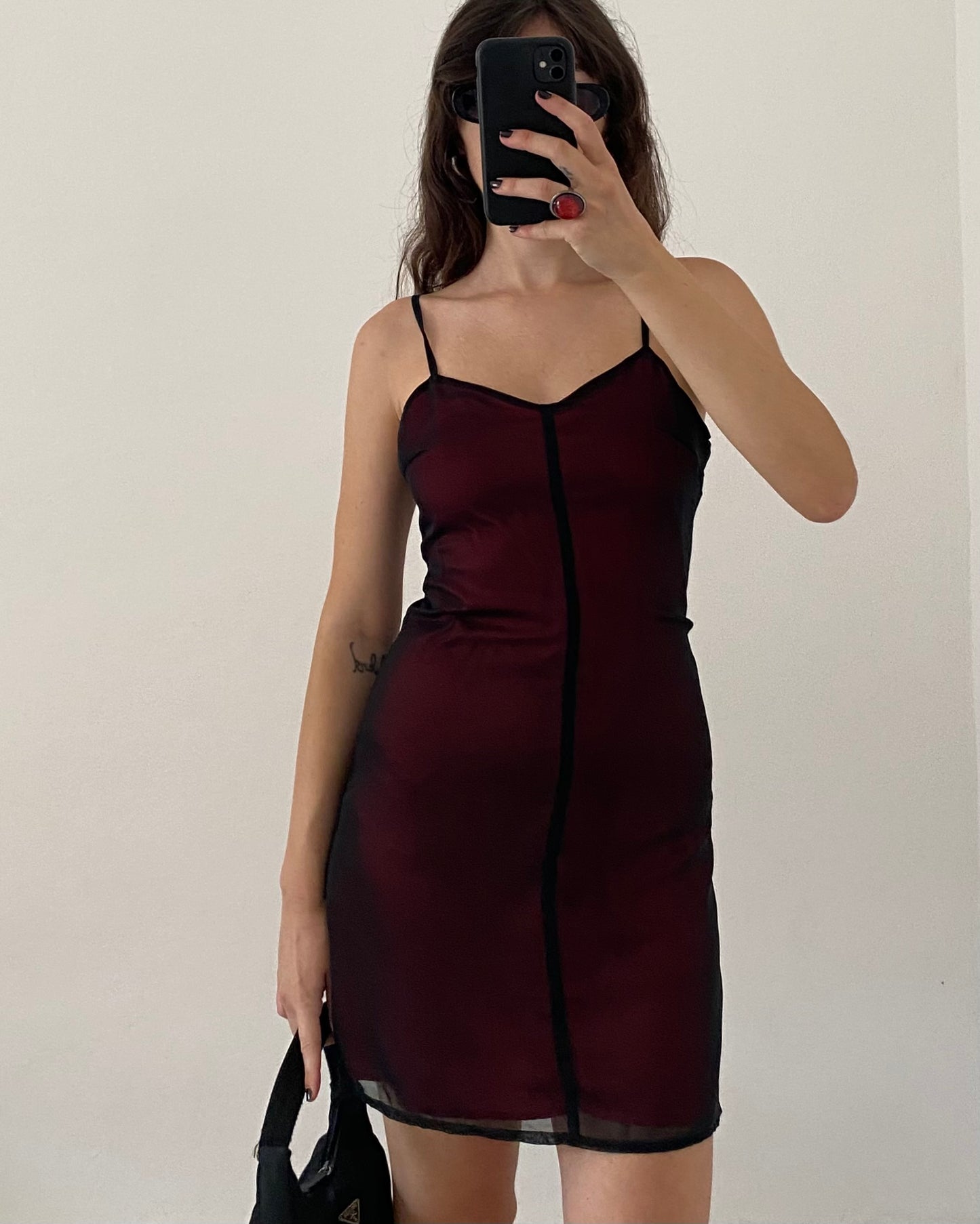 00s double layered mini dress