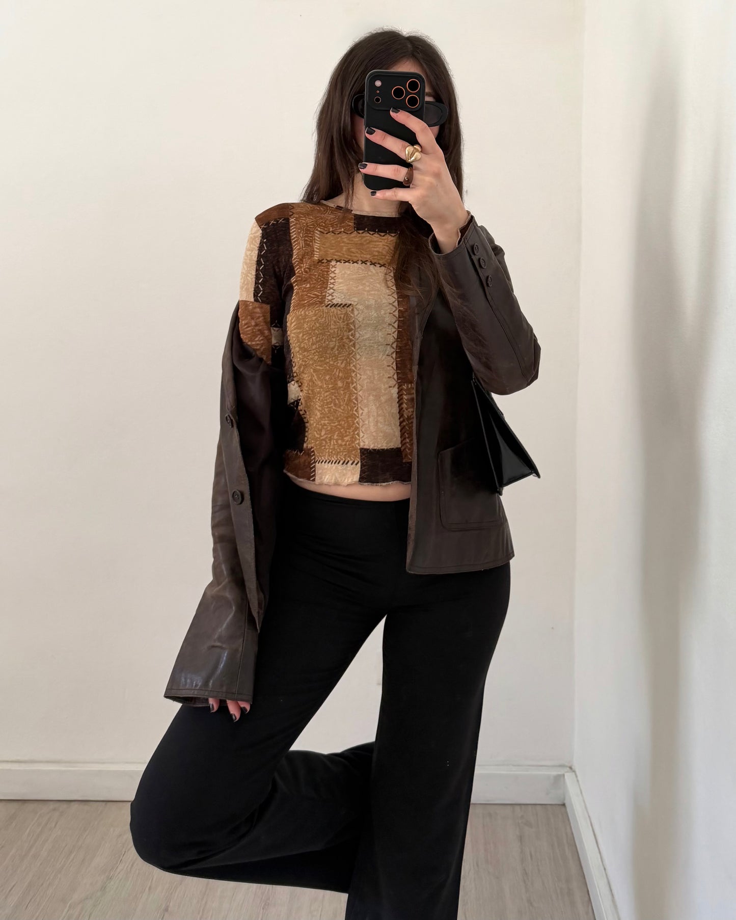 Patchwork micro mesh top