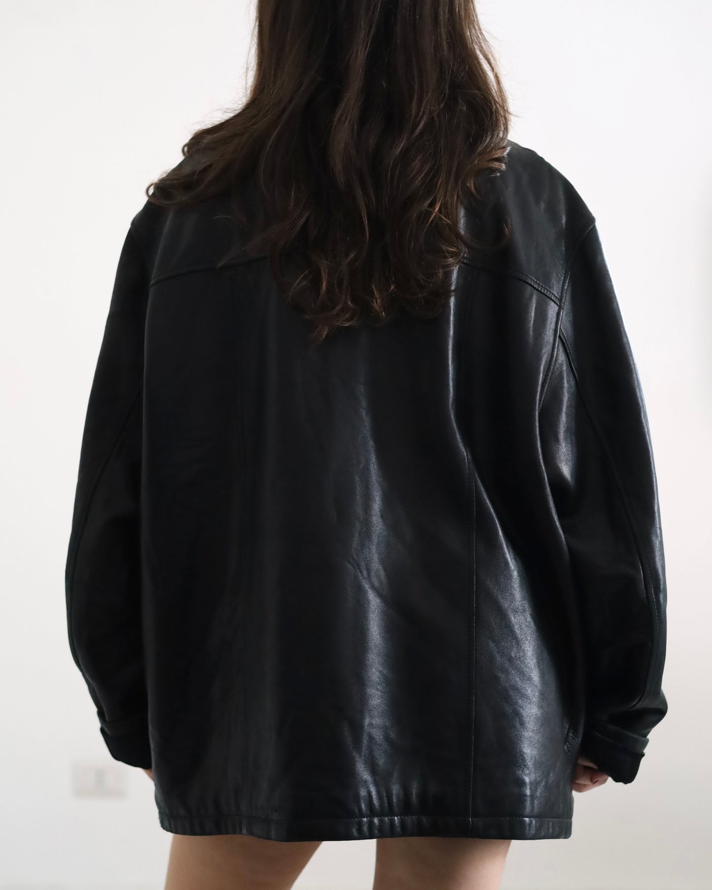 Leather bomber jacket